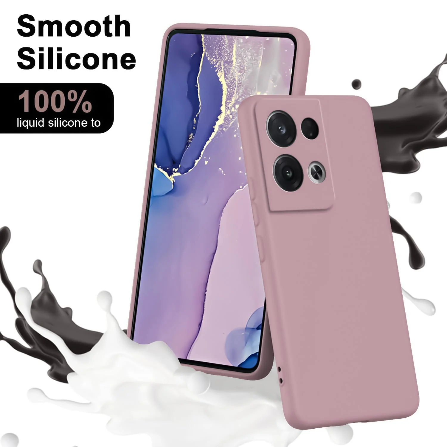 DL3 Mobilak Liquid Silicone Protective Case with Soft Microfiber Lining with Full Camera Protection for OPPO Reno 8 Pro 5G / Reno8 Pro+ Plus 5G - Cashmere