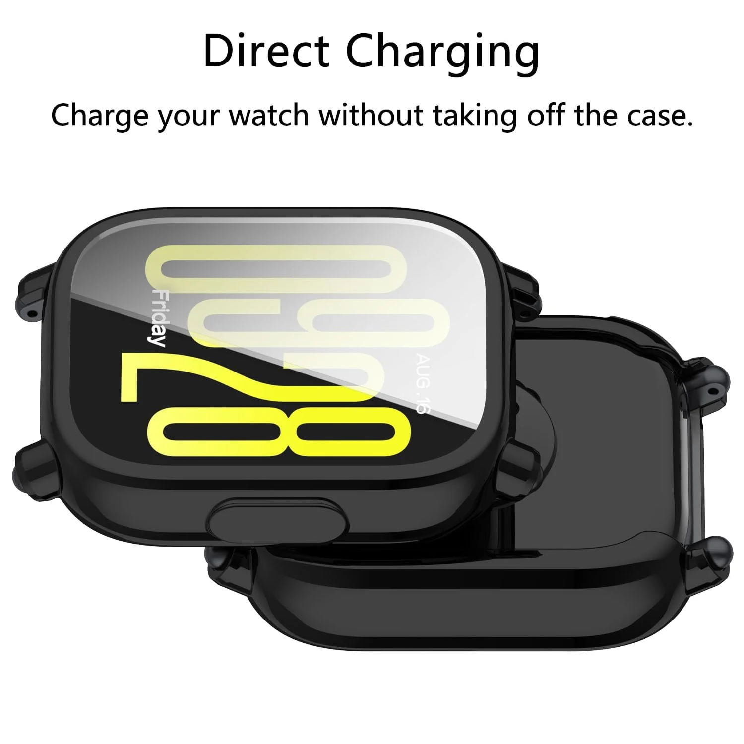 DL3 Mobilak Case for Xiaomi Redmi Watch 5 Active, Case with Screen Protector, HD Protection Cover, Soft Silicone Screen Protector Cover for Xiaomi Redmi Watch 5 Active - Black