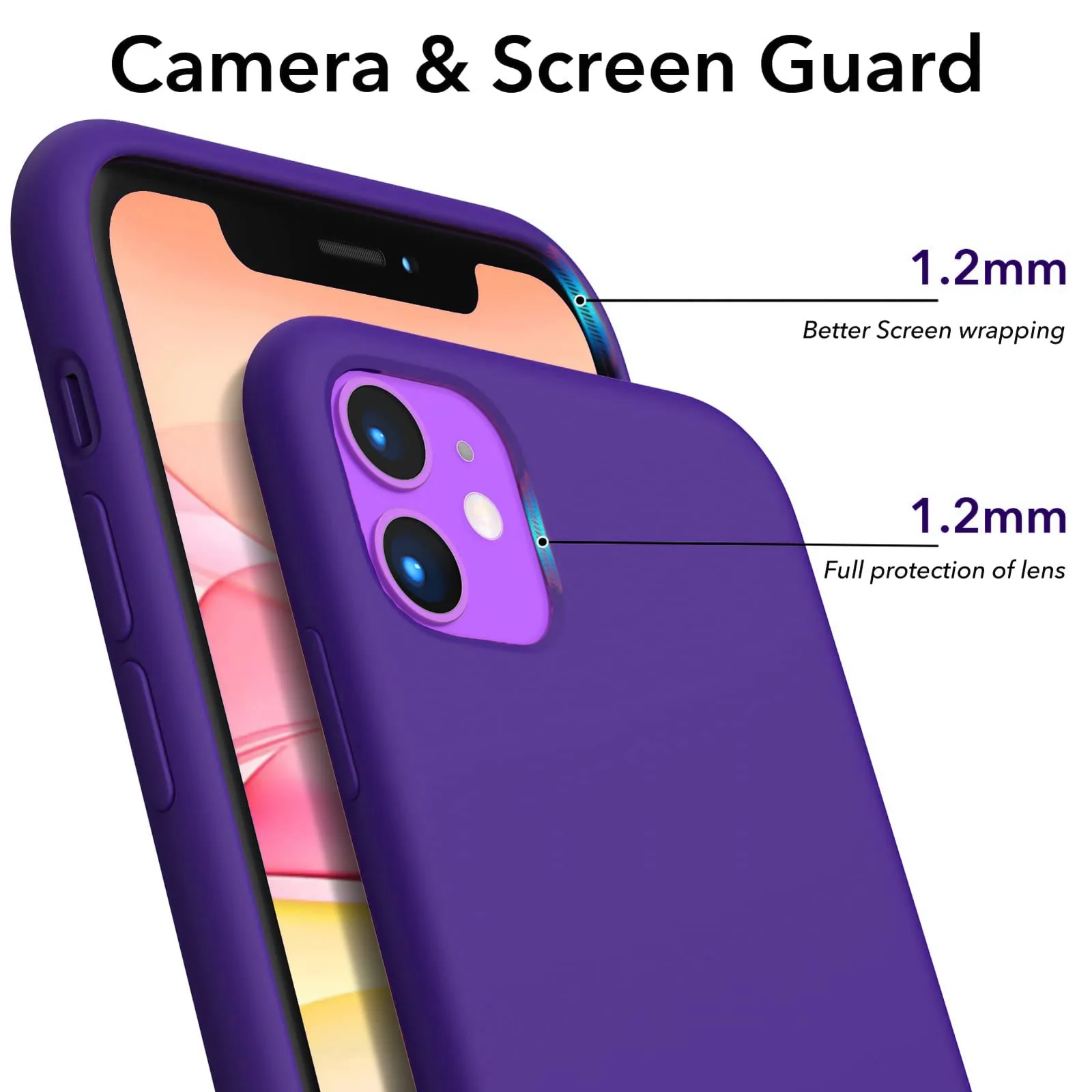 DL3 Mobilak Liquid Silicone Protective Case for iPhone 11 (6.1 Inch) with Camera Protection and Microfiber Lining - Hot Purple