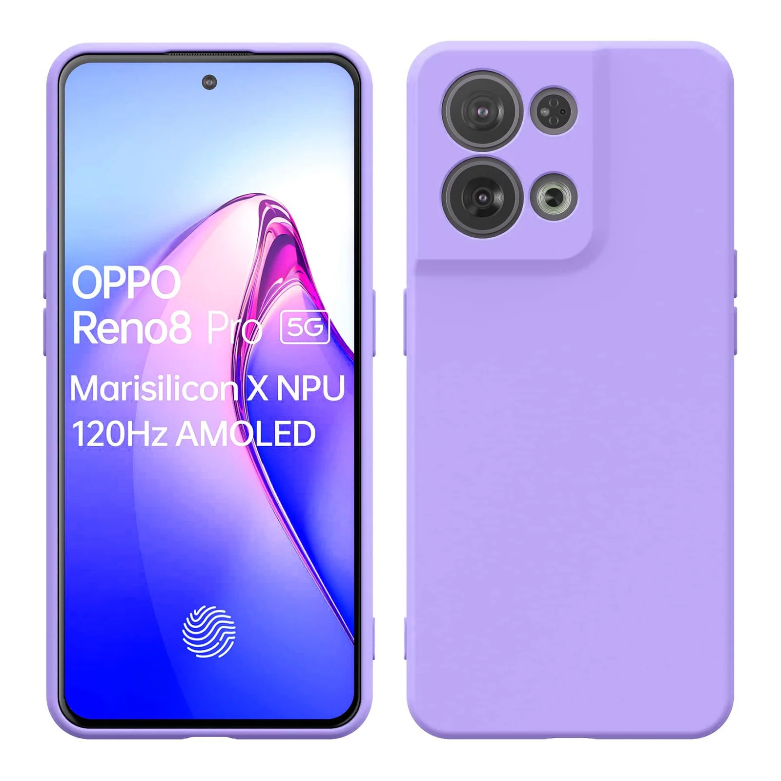 DL3 Mobilak Liquid Silicone Case for OPPO Reno 8 Pro 5G / Reno8 Pro + Plus 5G, Not compatible with MagSafe, Supports wireless charging, Camera protection - Lavender