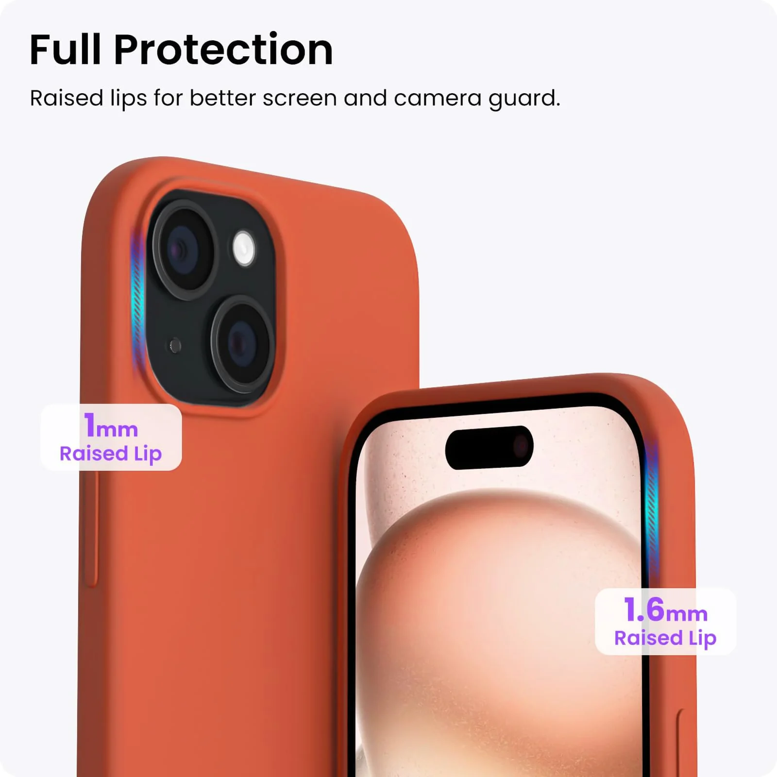 "DL3 Mobilak Liquid Silicone Protective Case for 𝐢𝐏𝐡𝐨𝐧𝐞 𝟏𝟓 𝐏𝐥𝐮𝐬, 𝐢𝐏𝐡𝐨𝐧𝐞 𝟏𝟒 𝐏𝐥𝐮𝐬 "" with Camera Protection and Microfiber Lining - Orange"