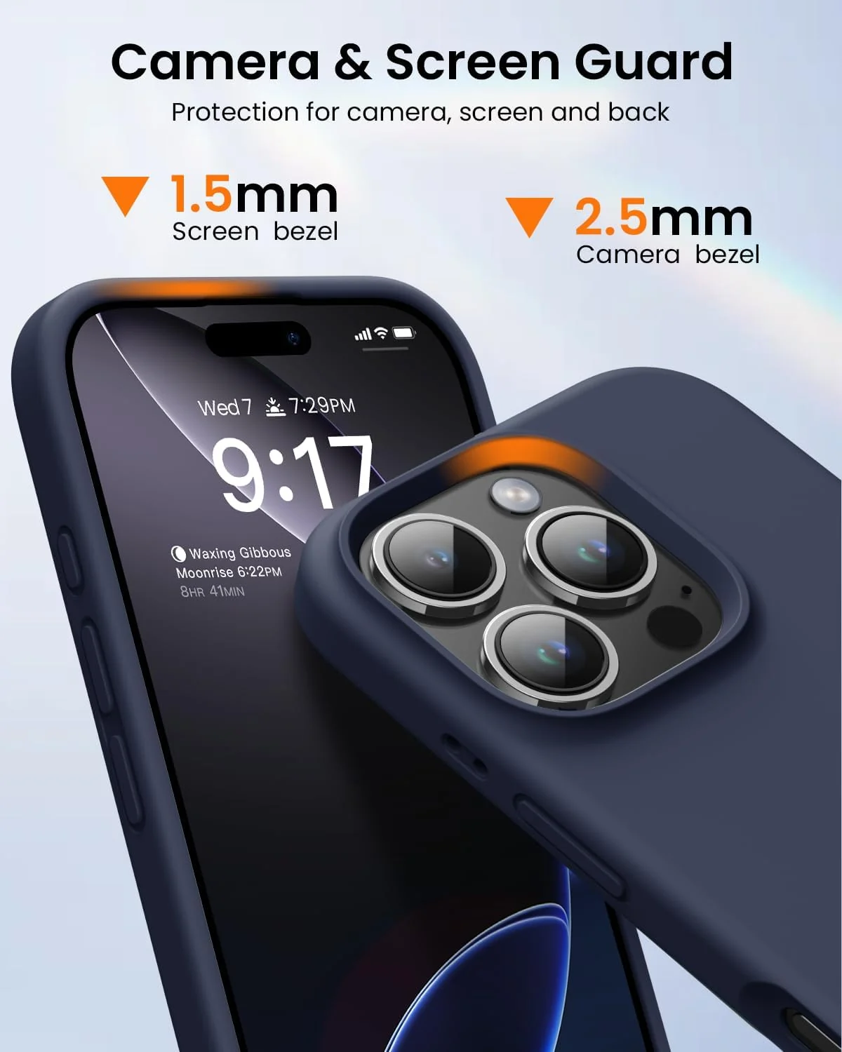 DL3 Mobilak Liquid Silicone Protective Case with Soft Microfiber Lining for iPhone 16 Pro Max - Midnight Blue