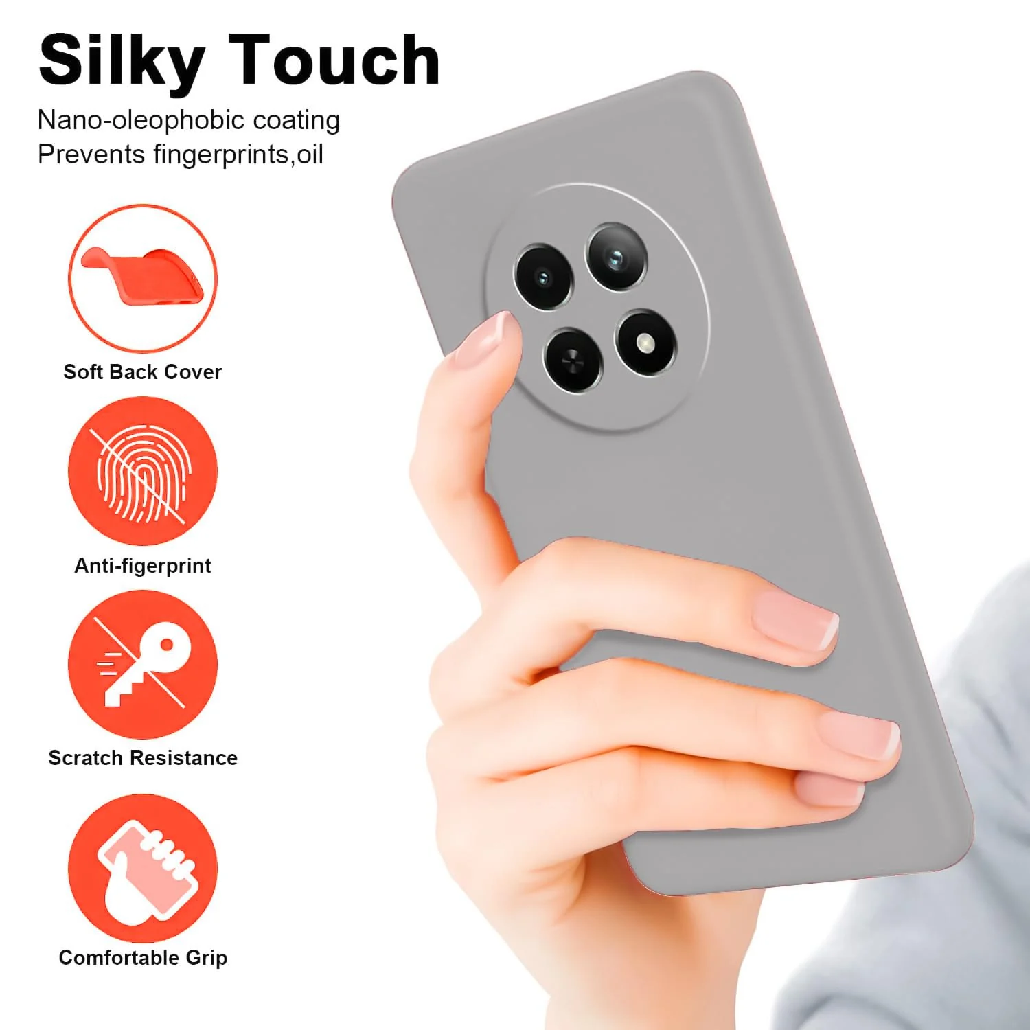 DL3 Mobilak realme 13 5G/realme 12 5G/realme 12X 5G Case, Soft Flexible Liquid Silicone Gel Rubber Bumper Cover, Full Body Shockproof Protective Phone Case - Gray