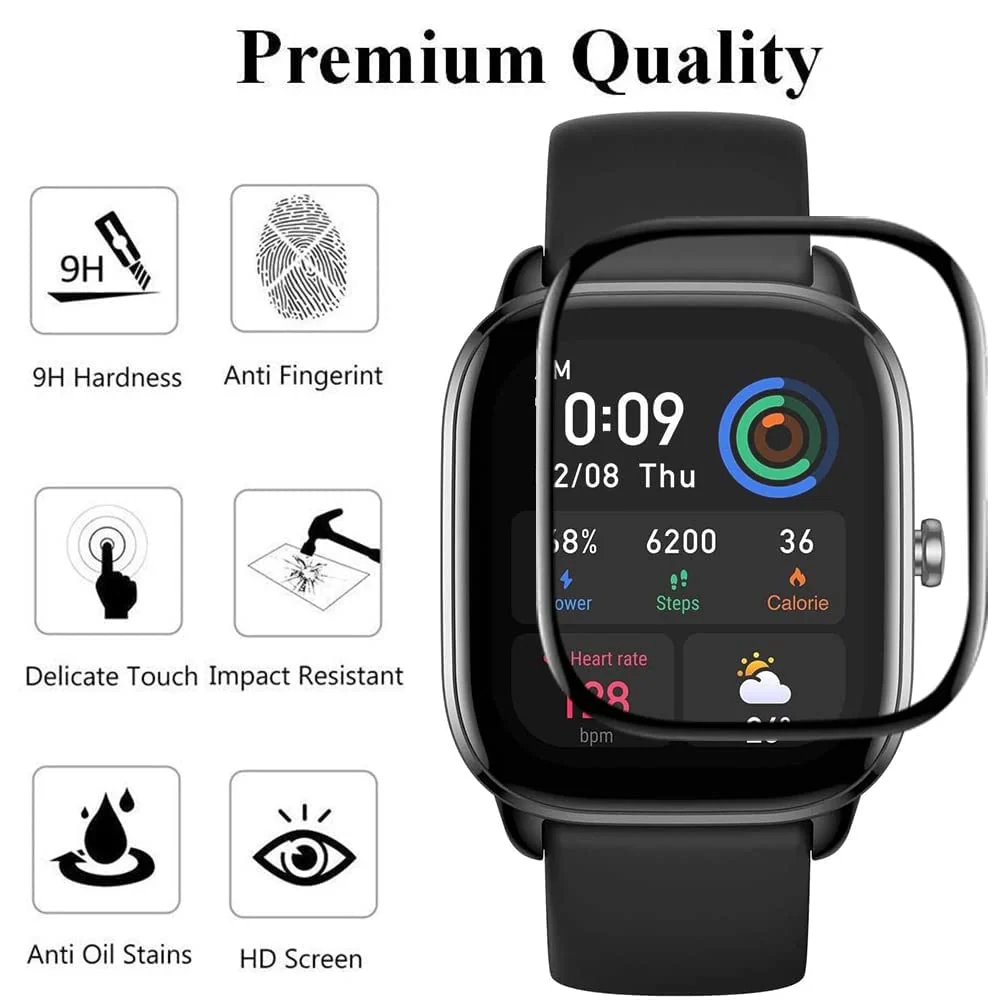 DL3 Mobilak Screen Protector For Amazfit GTS 4 mini, 3D Curved Soft Edge Protective Film [Anti-Scratch] [Bubble Free] [Ultra Shatterproof] [High Sensitive] (Not Glass) - Black