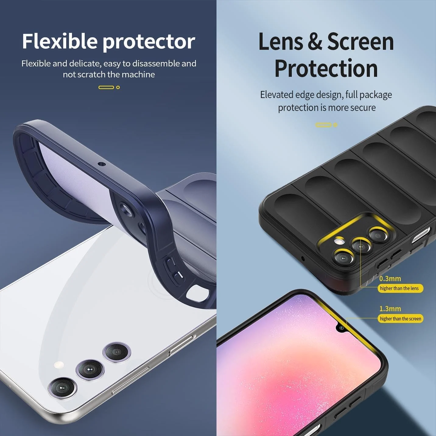 DL3 Mobilak Silicone Case for Samsung Galaxy A15 Heavy Duty Protective [Slim Fit] Shockproof Soft Flexible Protective Design Shock-Absorption TPU Cover With Camera Protection - Black