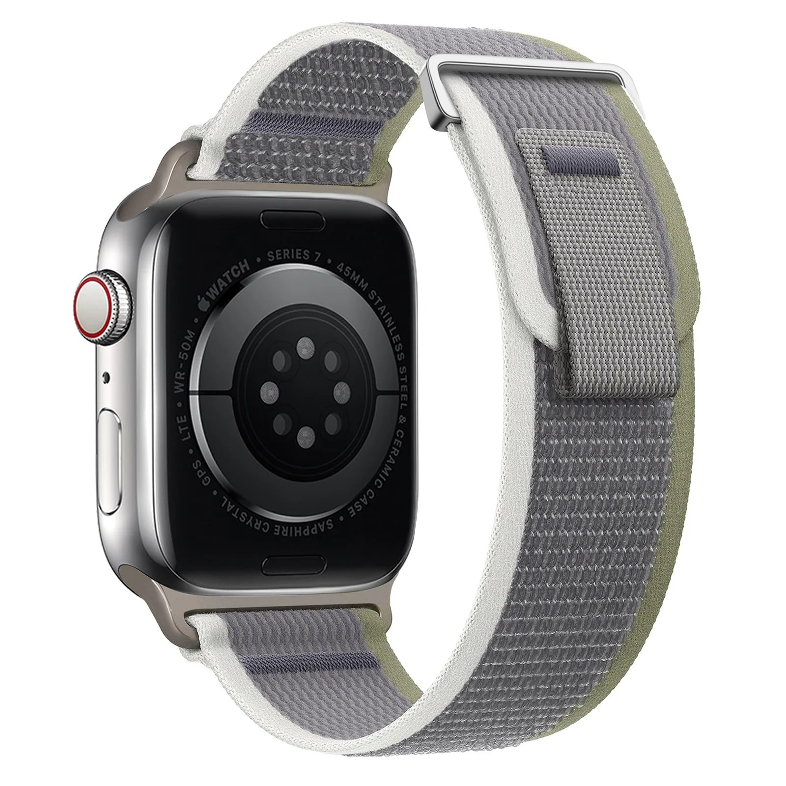 Apple Watch Ultra 49MM 45MM 44MM 42MM — DL3 Mobilak Trail/Alpine Loop Nylon Band Compatible with Apple Watch Ultra 2/Ultra Band 49mm 45mm 44mm 42mm, Adjustable with Metal C-Hook Strap for iWatch Ultra Series 9/8/7/6/5/4/3/2/1/SE2/SE - Green Gray