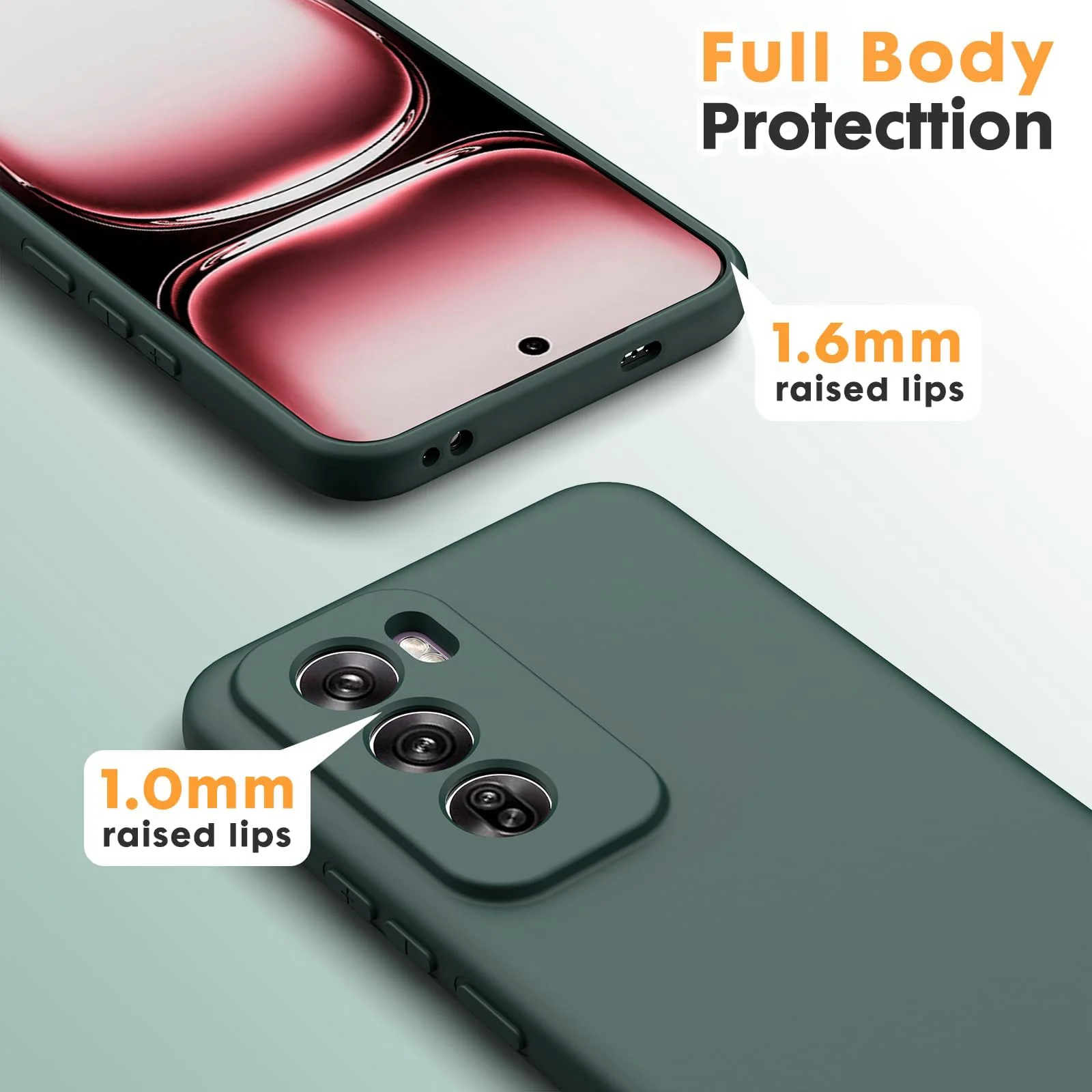 DL3 Mobilak Liquid Silicone Protective Case for OPPO Reno 12 5G with Camera Protection and Microfiber Lining - Green