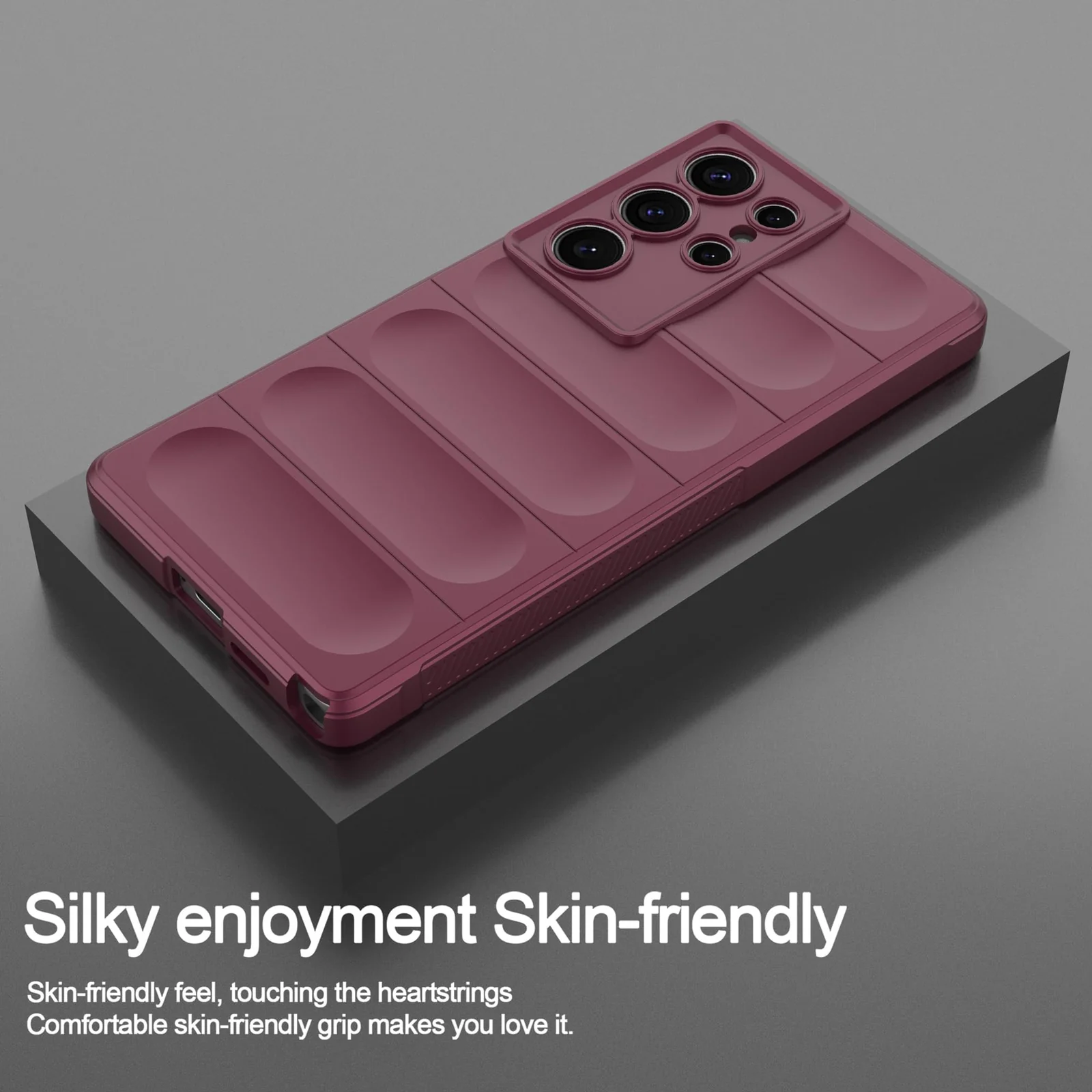 DL3 Mobilak Flexible Silicone and TPU Protective Case with Camera Protection for Samsung Galaxy S25 Ultra - Wine Red