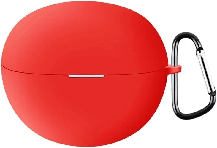 DL3 Mobilak Compatible with Huawei FreeClip Case Cover, Soft Silicone Shockproof Protective Skin Case for Huawei Free Clip Wireless Earbuds with Carabiner, Front LED Visible - Red