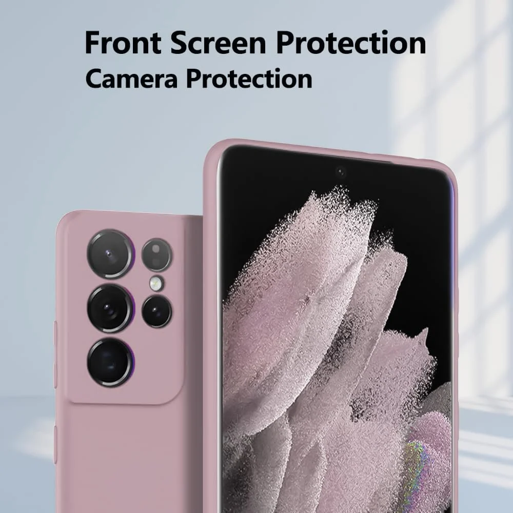 DL3 Mobilak Silicone Protective Case for Samsung Galaxy S21 Ultra 5G, Shock-absorbing protection, Scratch-resistant surface, Soft microfiber lining - Cashmere