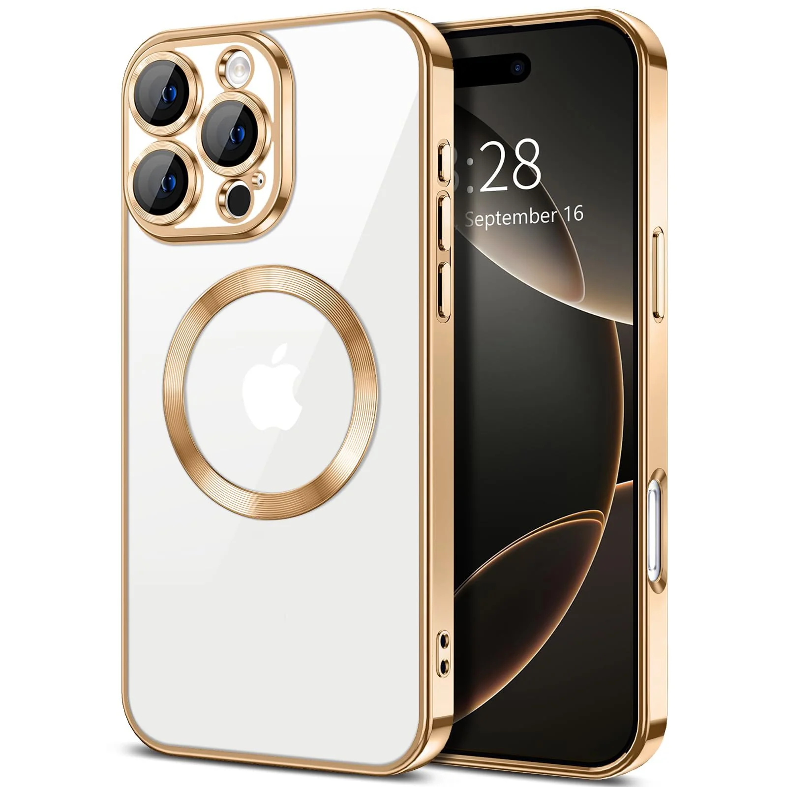 DL3 Mobilak Plated-Edge TPU Protective Case with Camera Protection for iPhone 16 Pro - Gold