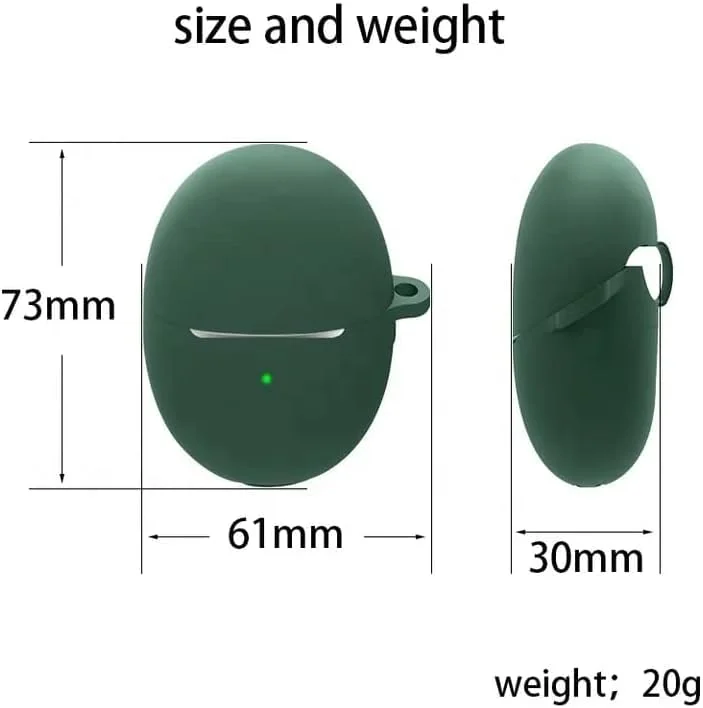 DL3 Mobilak Silicone Case Compatible with Huawei Freebuds 5 Earbuds, Soft Silicone Protective Case Cover, Shockproof Sleeve with Carabiner - Green