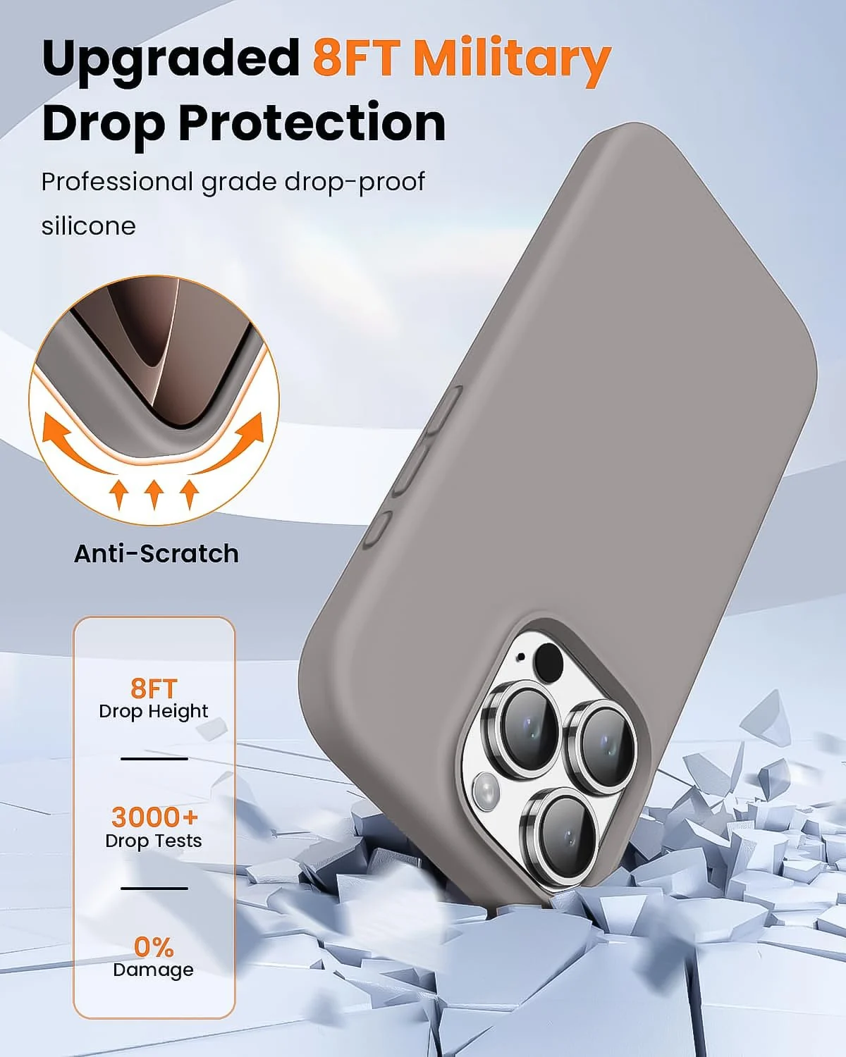 DL3 Mobilak Liquid Silicone Case for iPhone 16 Pro Max 6.9-inch, Supports wireless charging, Shock-absorbing protection, Scratch-resistant surface - A.Stone