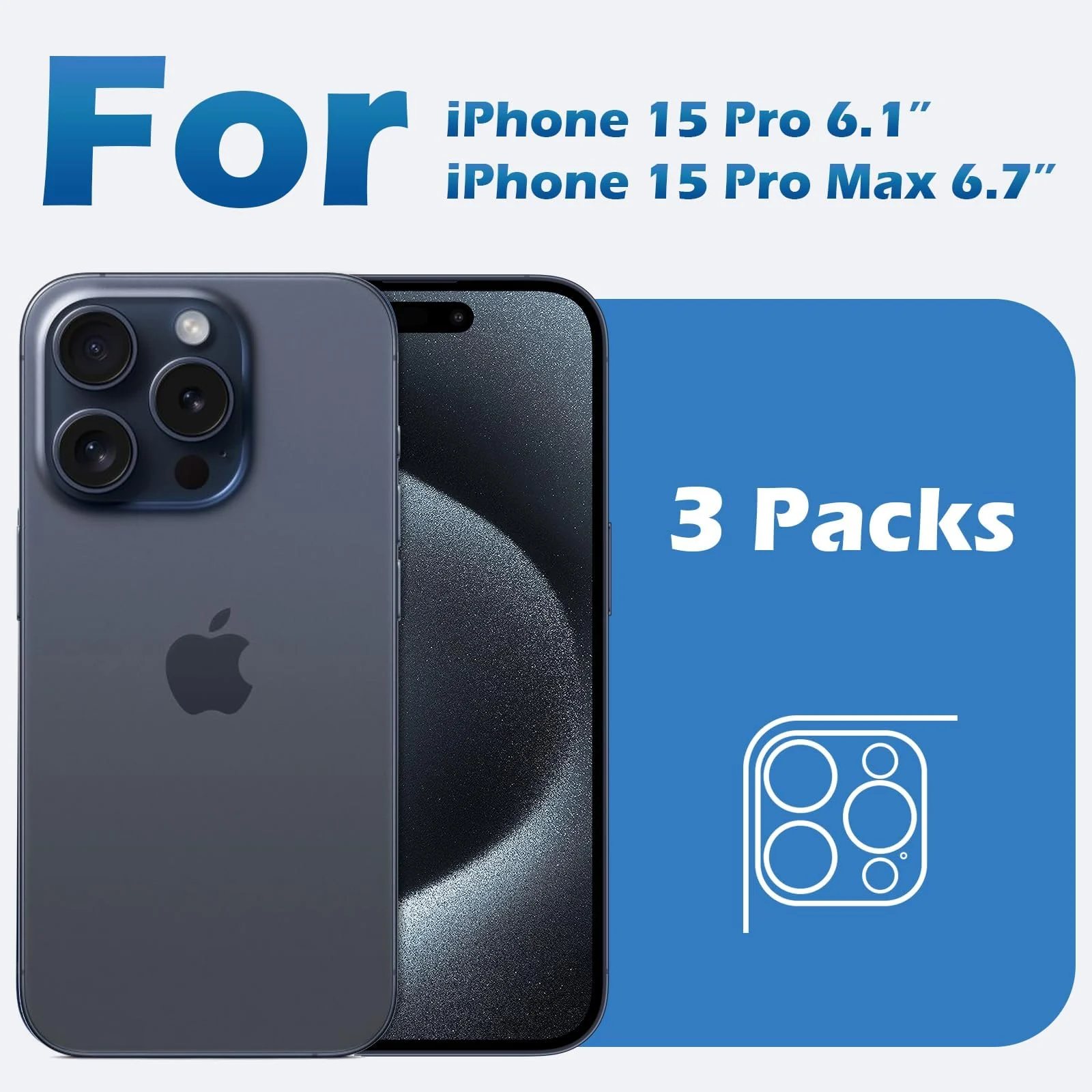 DL3 Mobilak Camera Lens Protector for iPhone 15 Pro/15 Pro Max, Full Coverage Tempered Glass HD Camera Lens Screen Cover Case,9H Hardness Anti-Scratch Camera Screen Protective Lens Film - Clear