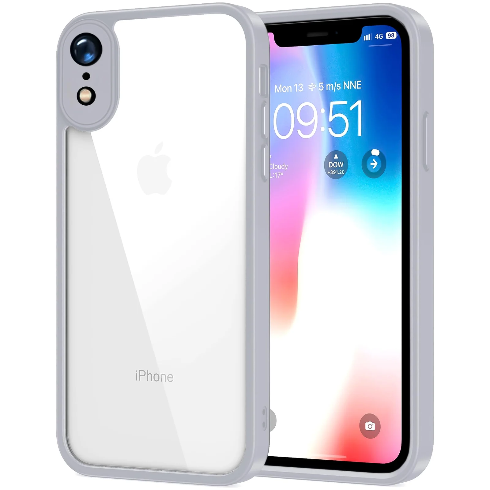 DL3 Mobilak Case Compatible With iPhone XR, Clear Case Shockproof Hard PC +Soft Silicone [Not Yellowing] Transparent Protective Slim Case Phone - Gray