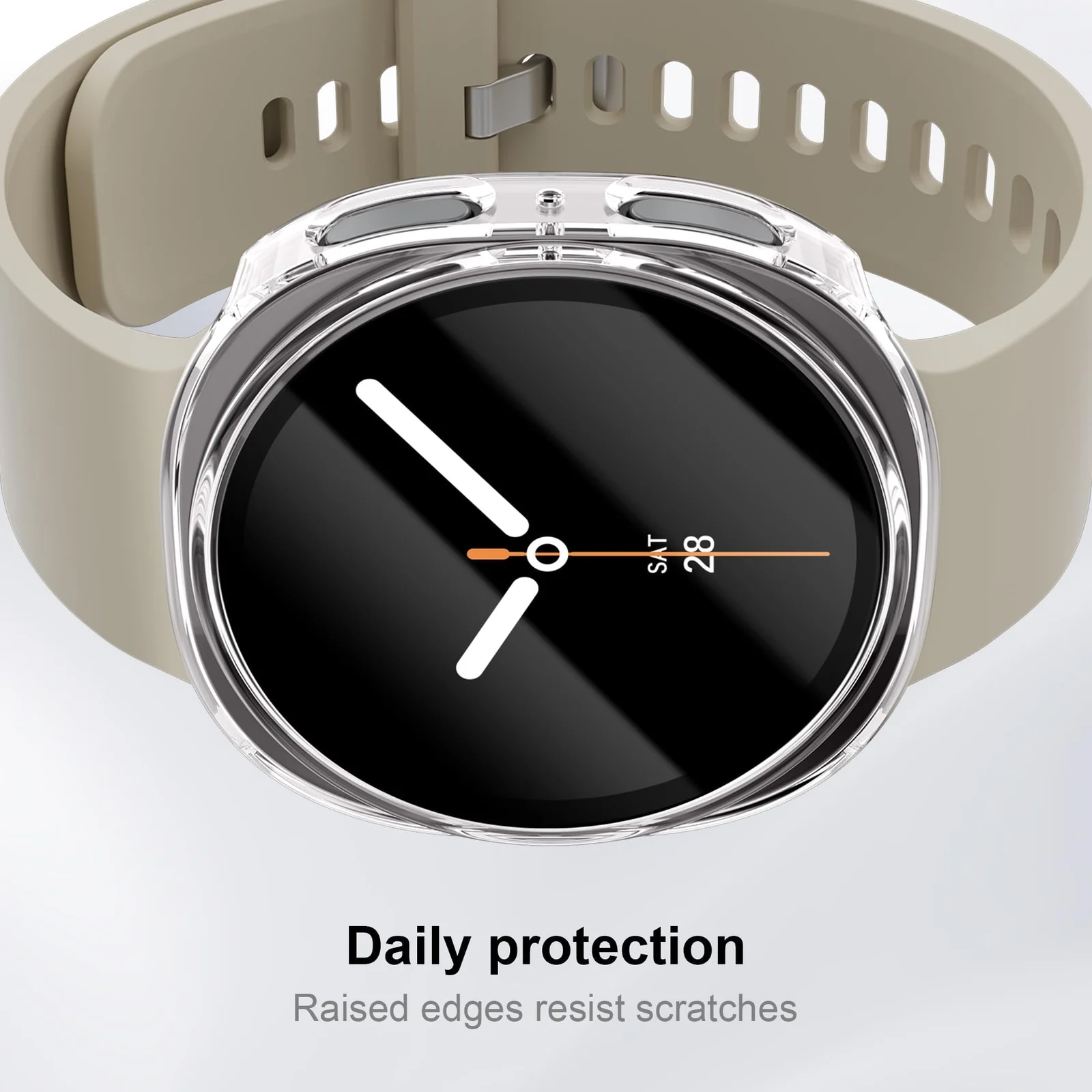 DL3 Mobilak Case Compatible with Samsung Galaxy Watch 8 44mm, Full Coverage Slim Hard Case Protective Bumper Built-in Tempered Glass Screen Protector Shell for Galaxy Watch8 44 mm - Pink