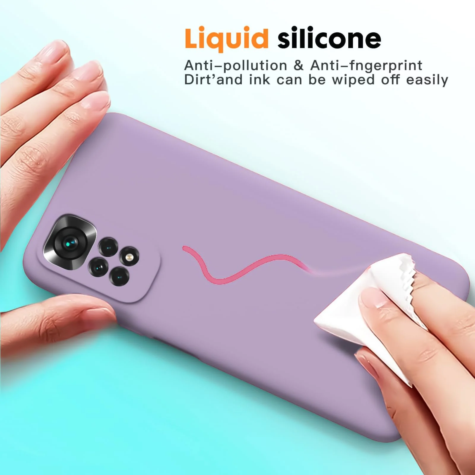 DL3 Mobilak Liquid Silicone Protective Case with Soft Microfiber Lining with Full Camera Protection for Xiaomi Redmi Note 12 Pro 4G / Redmi Note 11 Pro 4G&5G - Lavender