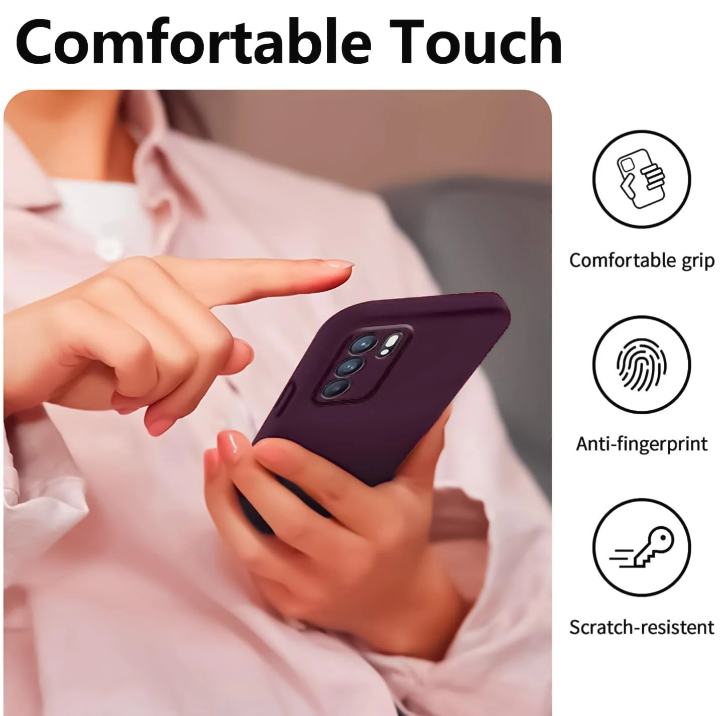 DL3 Mobilak Liquid Silicone Protective Case with Soft Microfiber Lining with Full Camera Protection for OPPO Reno 6 5G - Wine Red