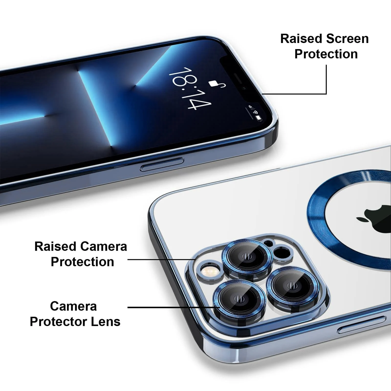 DL3 Mobilak Plated-Edge Protective Case for iPhone 12 Pro 6.1-Inch with Built-in, Supports wireless charging, Camera protection, Scratch-resistant surface - Dark Blue