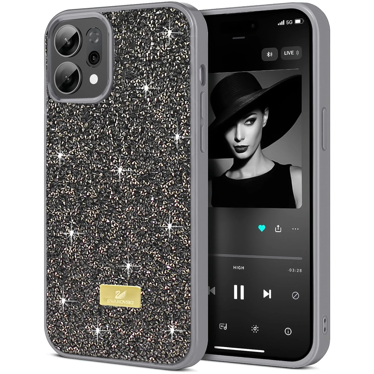 5.5 — DL3 Mobilak Glitter Rhinestone Protective Case for OPPO Reno 14 5G with Shockproof Design