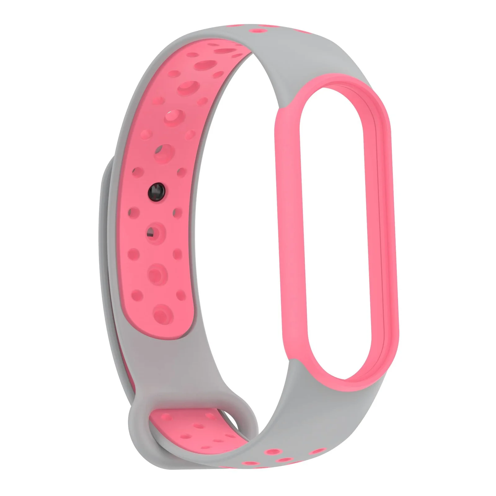 DL3 Mobilak Strap Compatible with Xiaomi Mi Band 4 / Mi Band 3, Women Men Armband, Two Colours Breathable Adjustable Soft Silicone Replacement Strap Compatible with Xiaomi Mi Band 3/4 - Gray Pink