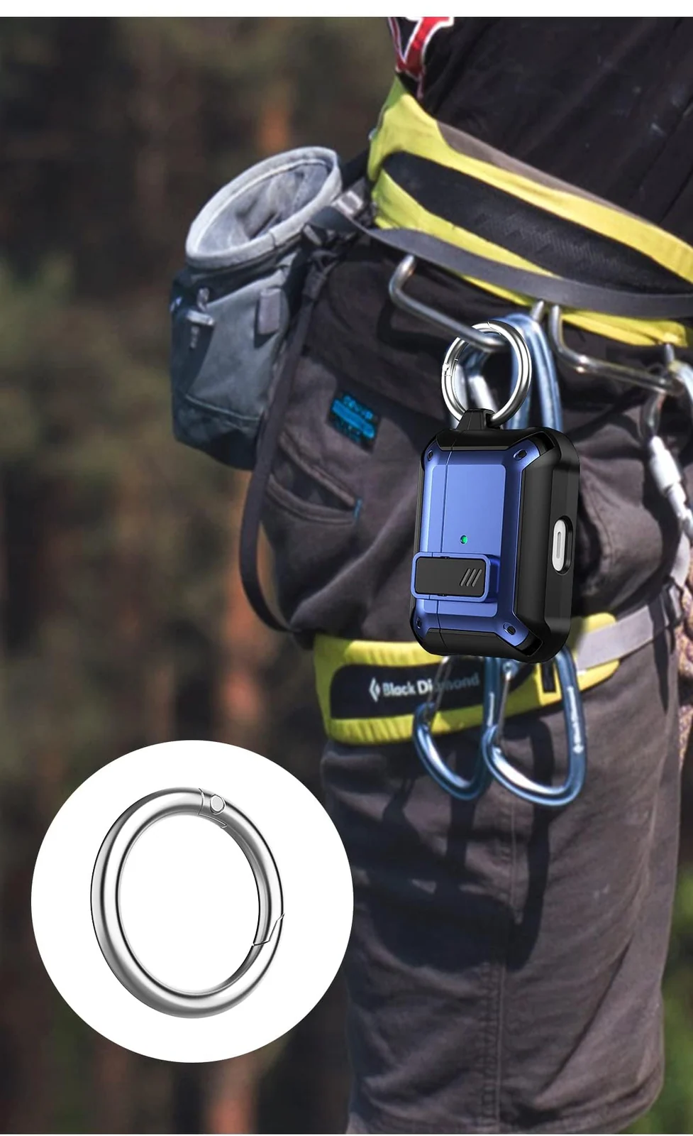 DL3 Mobilak AirPods Pro 2nd/1st Case With Lock Lid, Rugged for AirPods Pro 2/1 (2023/2022/2019) Cool Protective Cover for Men Full-Body Armor Shockproof Skin Shell With Carabiner - Blue/deep Purple