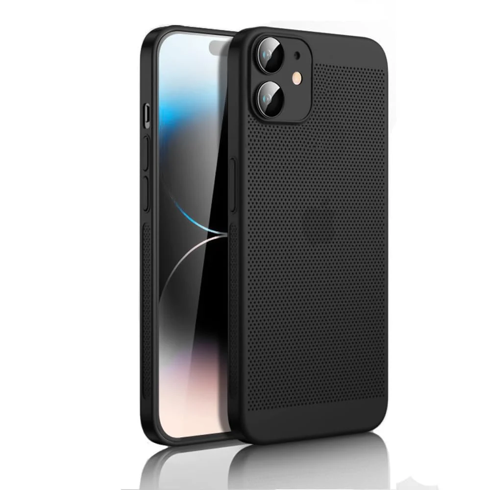 DL3 Mobilak Heat-Dissipation Hard PC Case with Built-In Camera Lens Protector for iPhone 12 6.1-Inch - Black