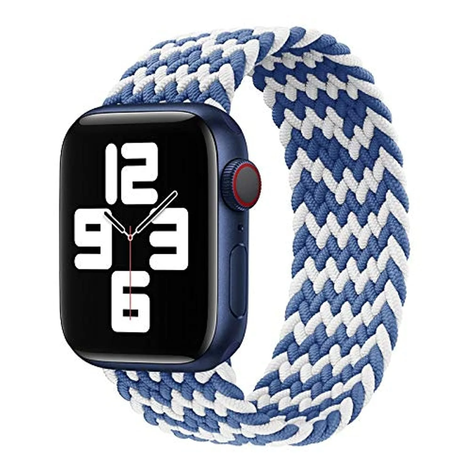 DL3 Mobilak Braided Solo Loop Band For Apple Watch Band 49mm 45mm 44mm 42mm, Replacement Wristband Nylon Strap for iWatch Series SE 9/8/7/6/5/4/3/2/1/Ultra/Ultra 2 (Small) - White Blue