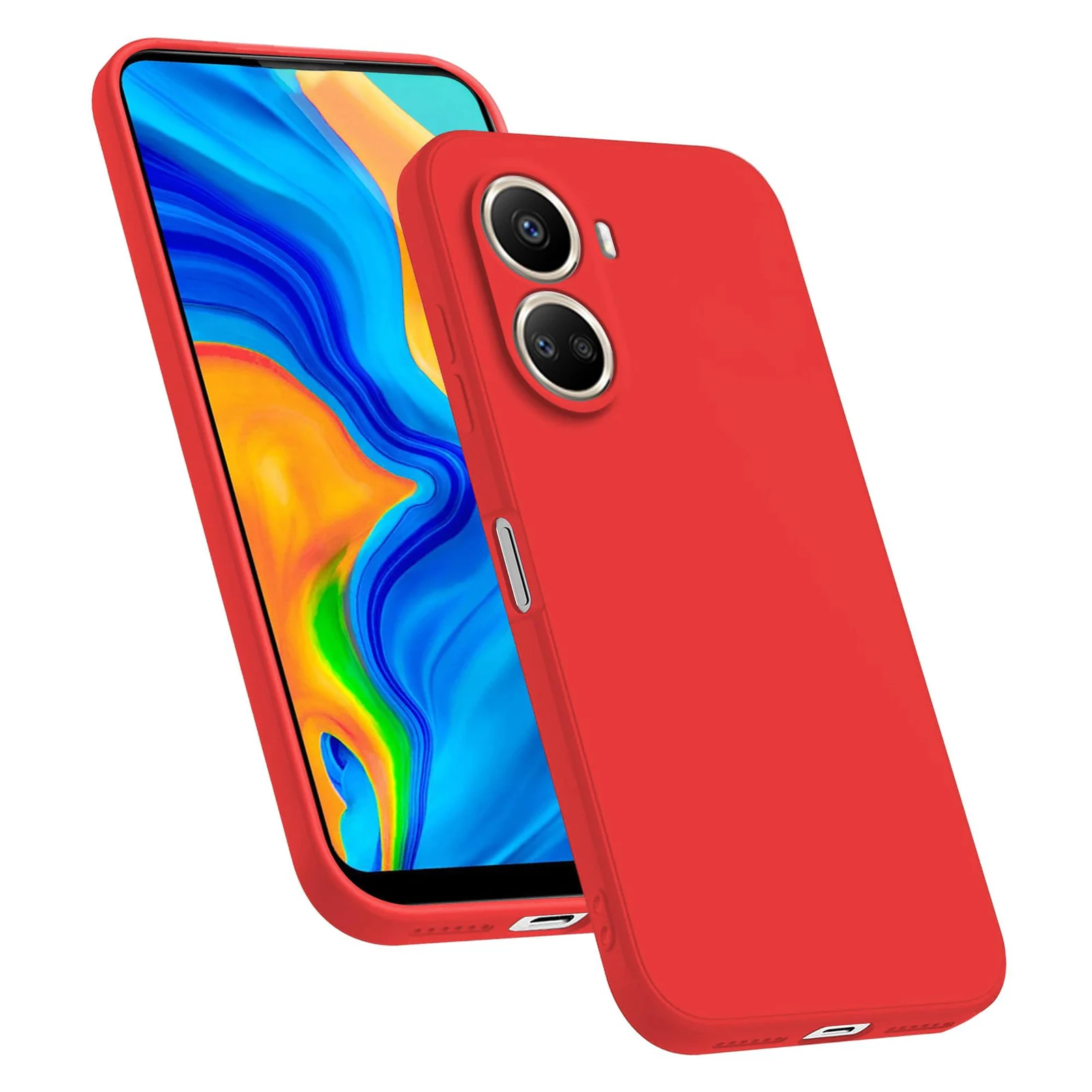 DL3 Mobilak Soft Silicone Protective Case for Huawei nova 10 SE with Microfiber Lining and Shockproof Design - Red