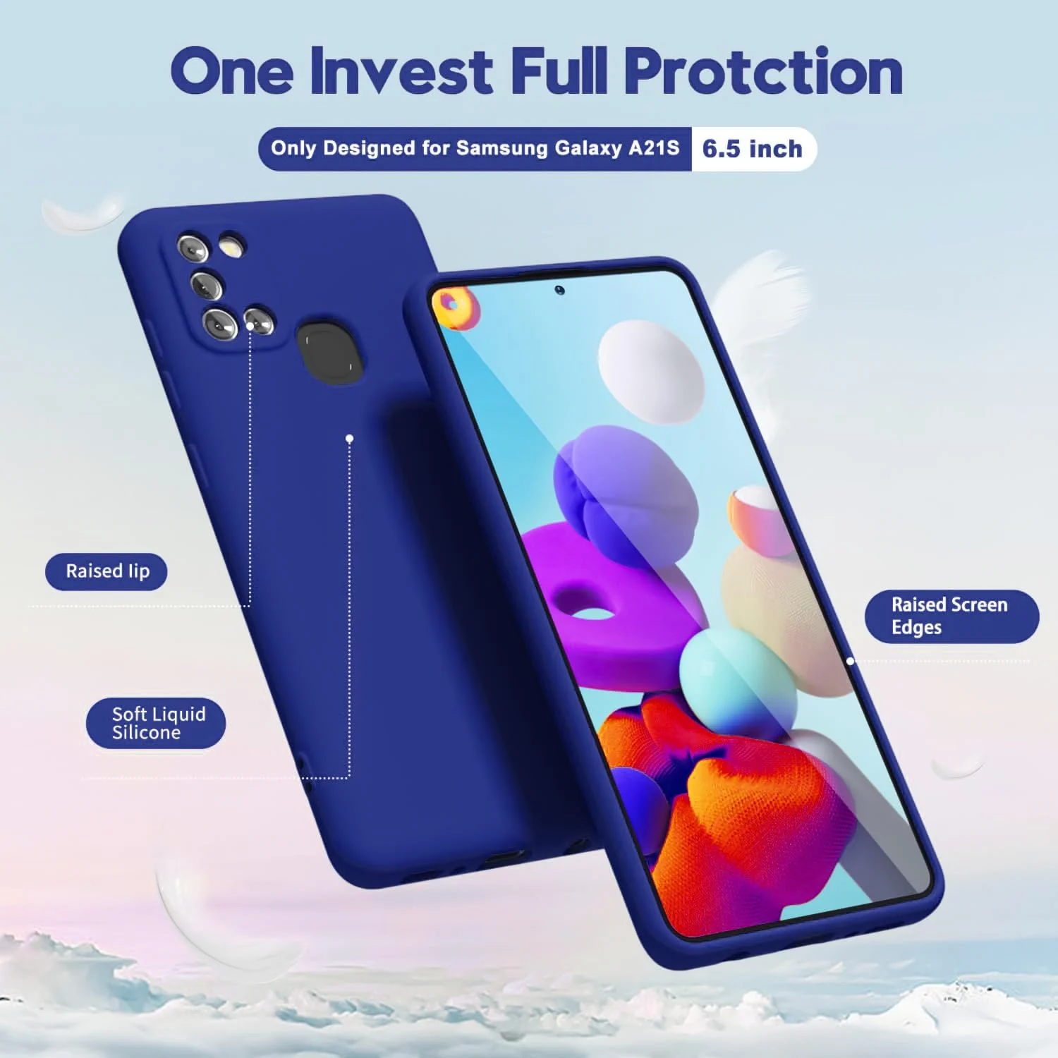 DL3 Mobilak Soft Silicone Protective Case for Samsung Galaxy A21s with Microfiber Lining and Shockproof Design - Pepsi