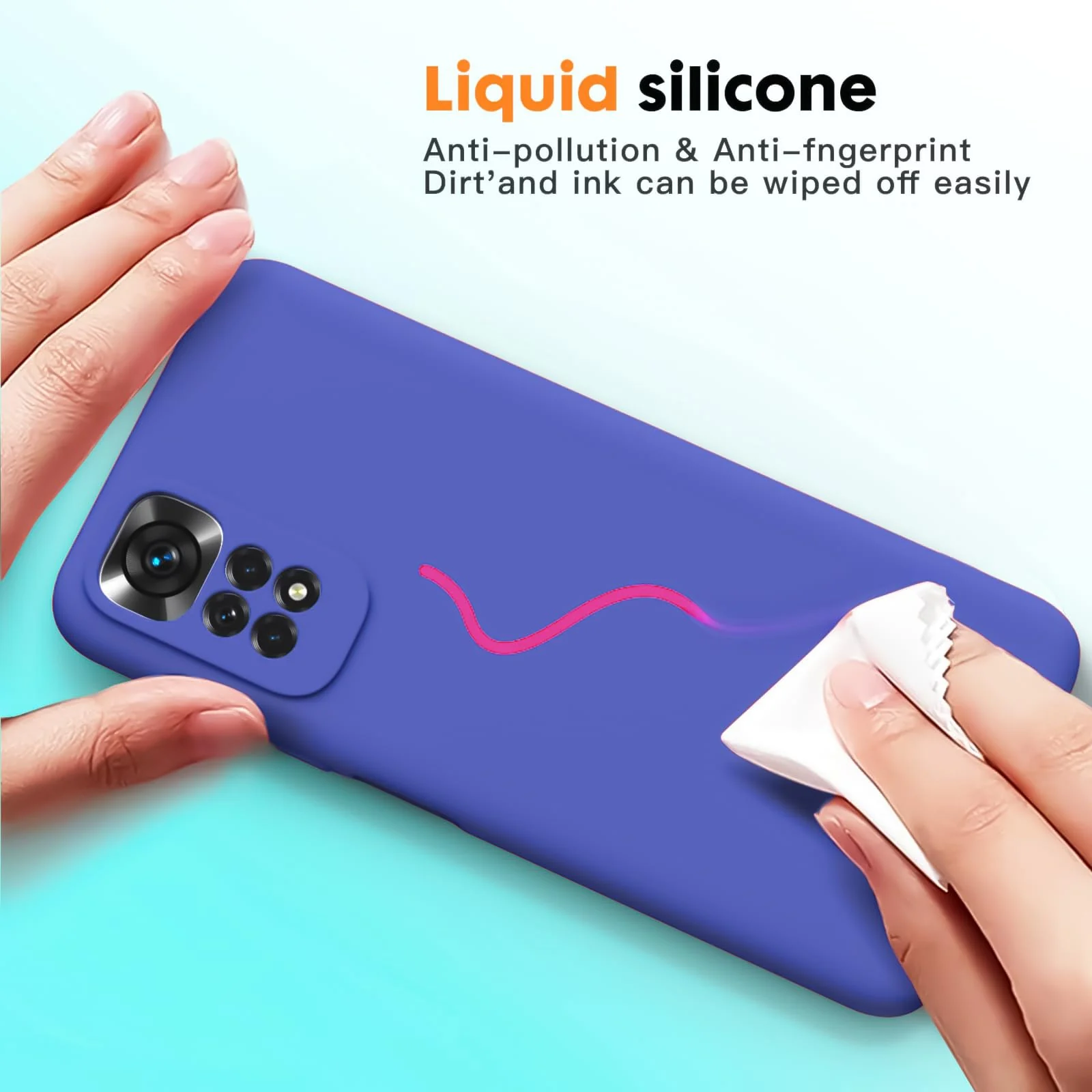 DL3 Mobilak Liquid Silicone Protective Case with Soft Microfiber Lining with Full Camera Protection for Xiaomi Redmi Note 12 Pro 4G / Redmi Note 11 Pro 4G&5G - Light Blue