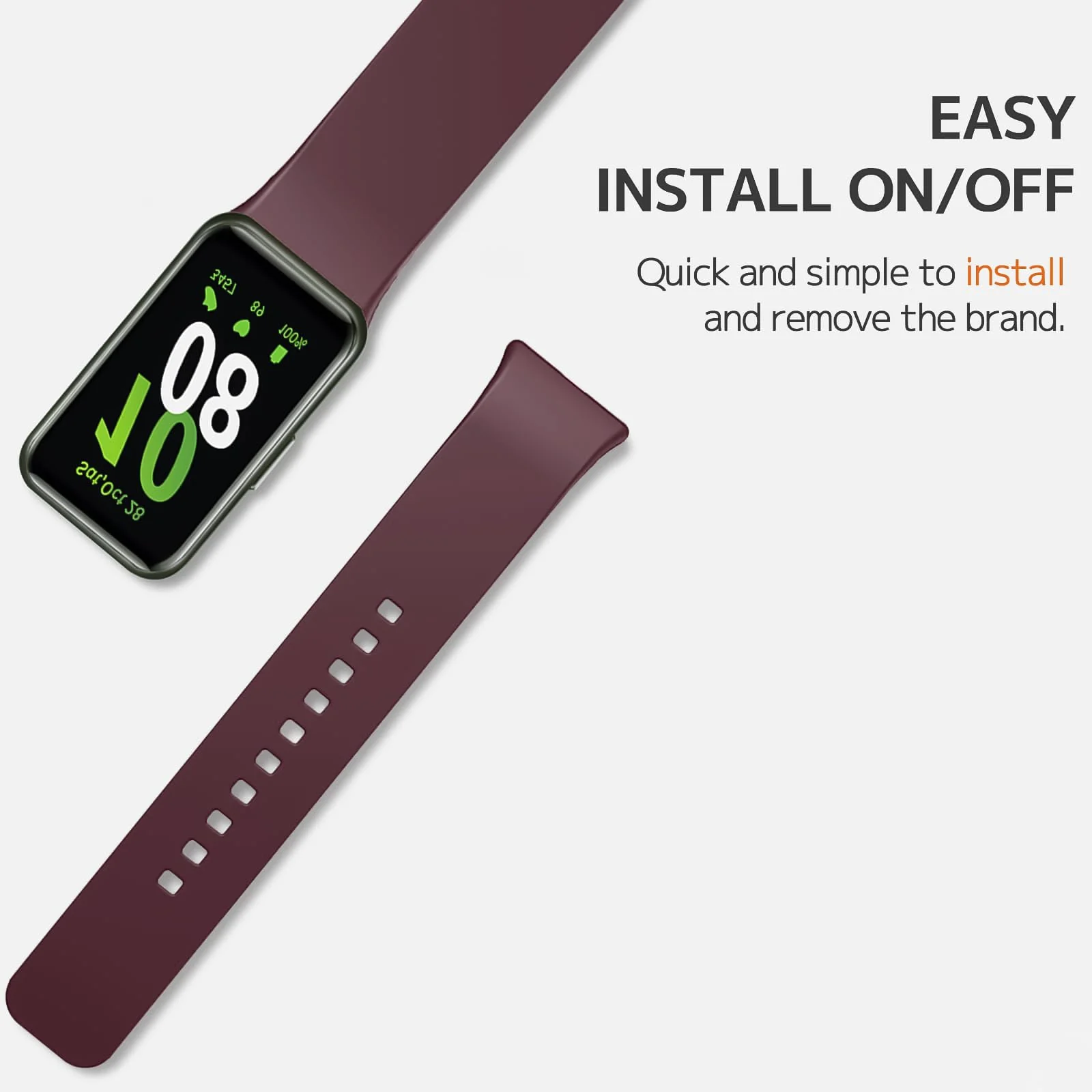 DL3 MOBILAK Silicone Bracelet for Samsung Galaxy Fit 3 Strap, Soft Silicone Sport Replacement Strap For Women/Men, Adjustable Waterproof Sports Band - Wine Red