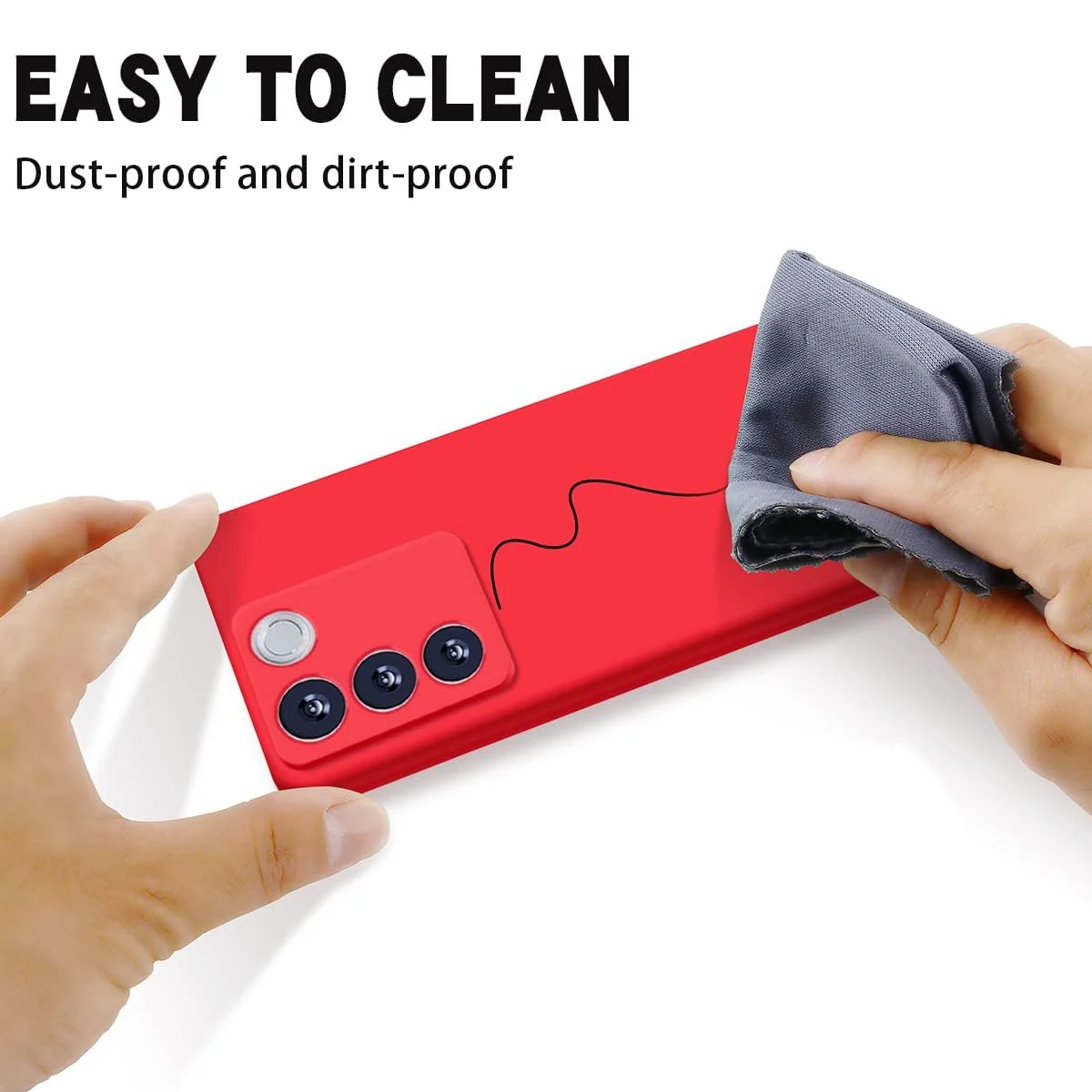 DL3 Mobilak Liquid Silicone Case for vivo V27e / vivo S16e, Shock-absorbing protection, Scratch-resistant surface, Soft microfiber lining - Red