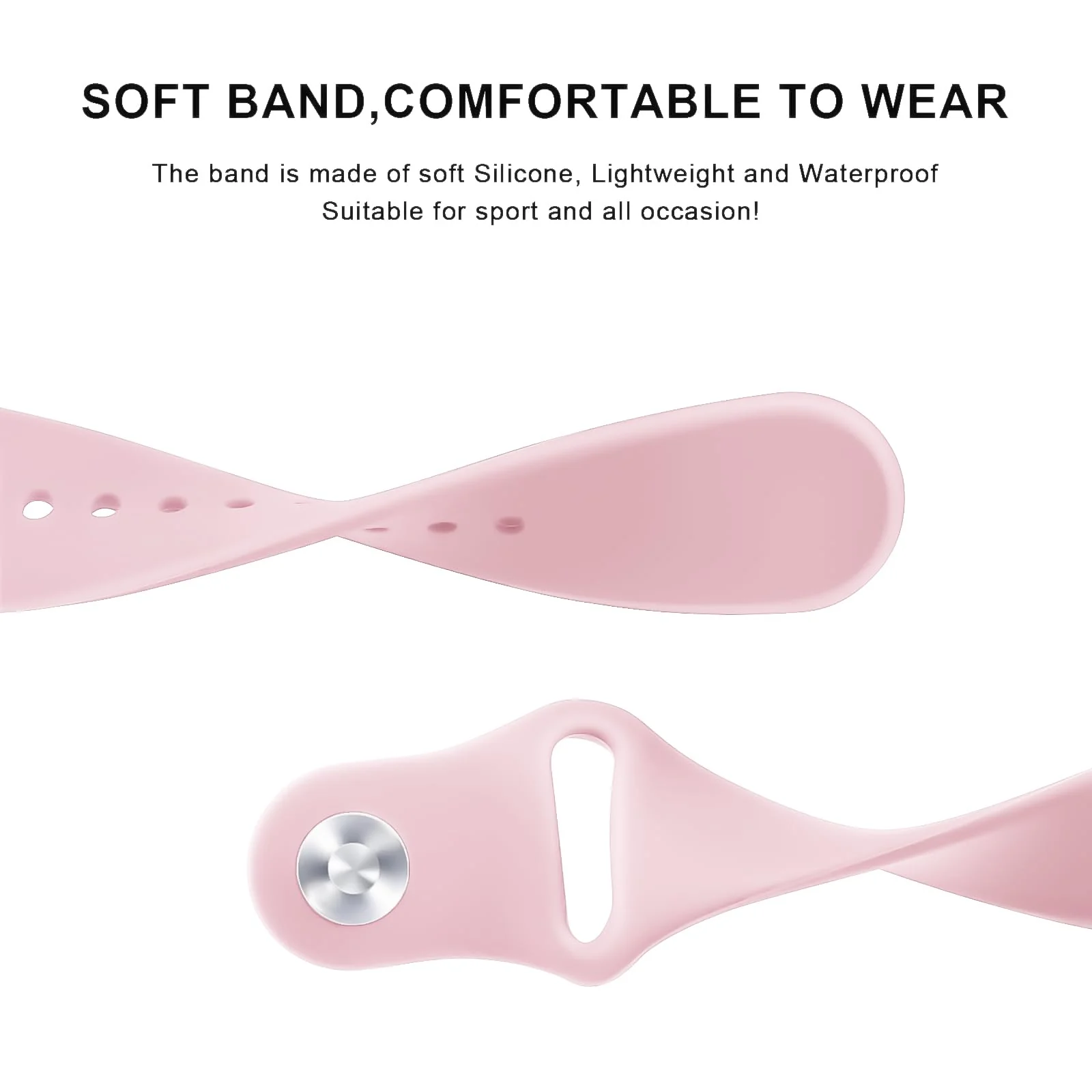 DL3 Mobilak Straps Compatible with Xiaomi Redmi Watch 5 Active/Redmi Watch 5 Lite Bracelets for Men Women, 22mm Soft Silicone Strap, Waterproof Adjustable Band Sports Replacement - Light Pink
