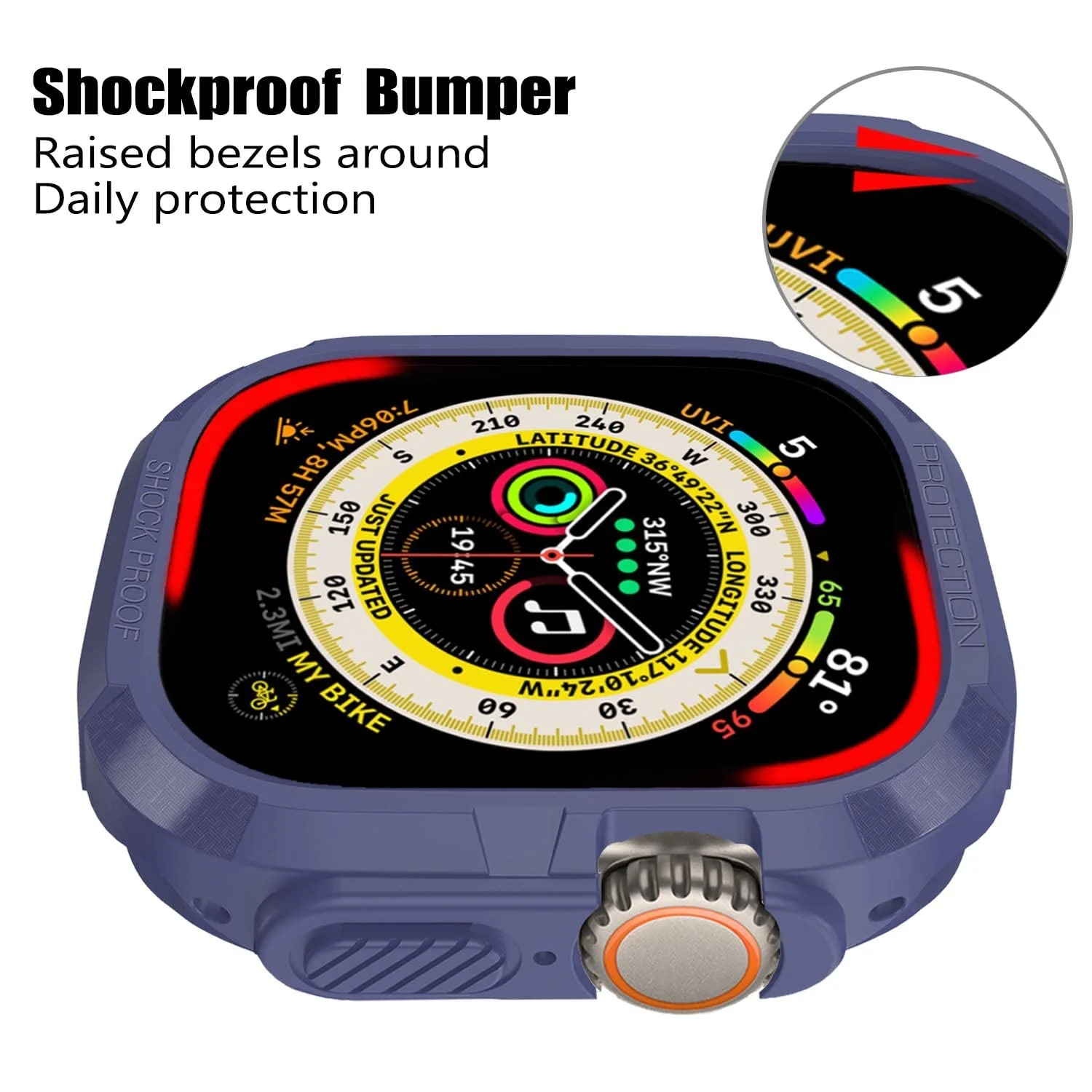 DL3 Mobilak Compatible for Apple Watch Ultra 49mm Rugged Case All Around Shockproof TPU Protective Cover Bumper Lightweight and Shock Absorbent for Apple Watch Ultra 49mm - Blue