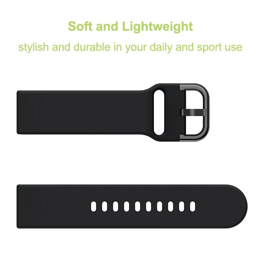 DL3 MOBILAK Silicone Buckle Bands 22MM Strap Compatible with Samsung galaxy watch3 45mm/galaxy 46mm/Gear S3/Huawei watch GT3 46MM/GT2E/GT2 Pro/GT GT2 46MM/Honor Magic Watch2 46mm/Compatible - Black
