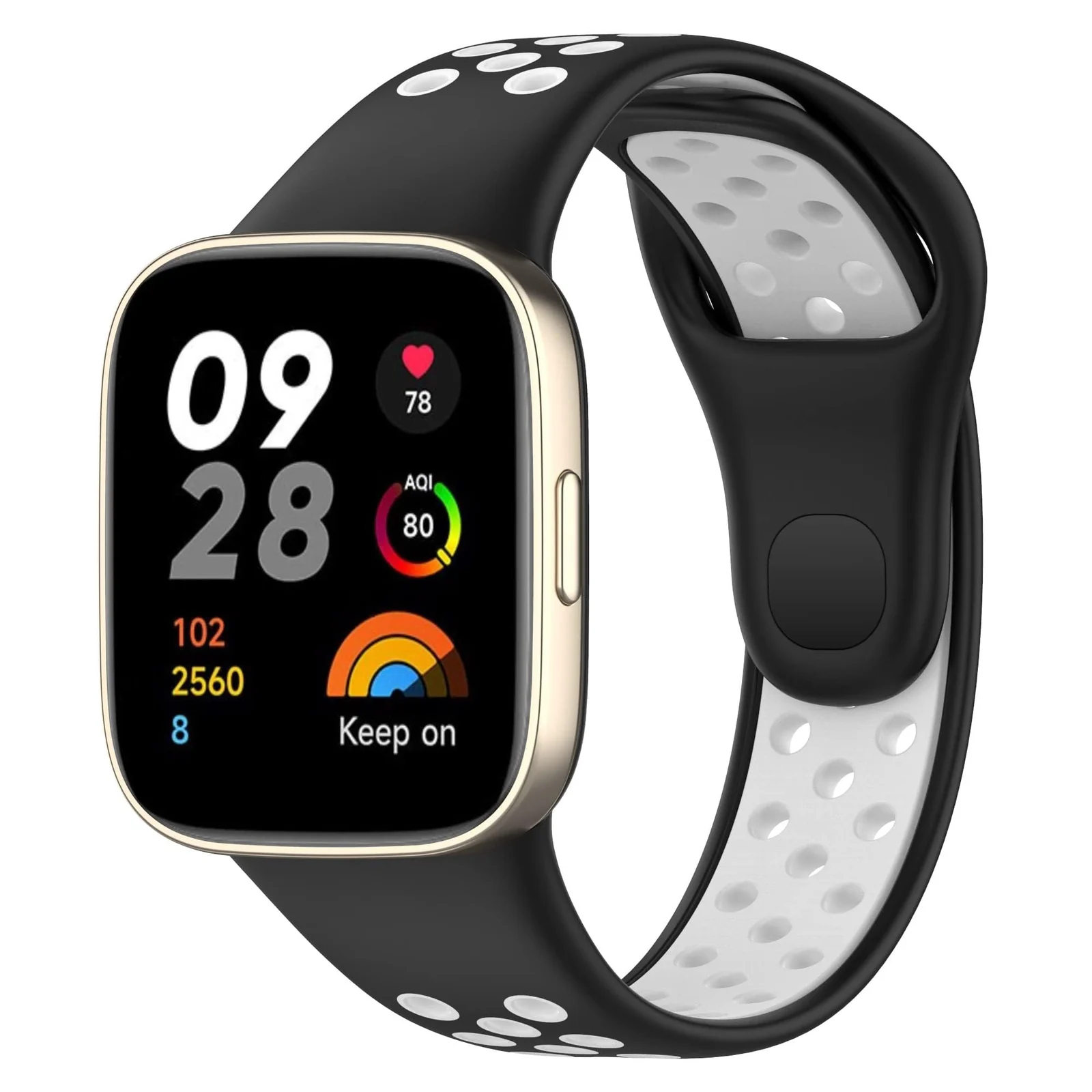 DL3 Mobilak Strap For Xiaomi Redmi Watch 3 (Not for Redmi Watch 3 Lite/Active), [Breathable] Soft Silicone Strap, Two Tone Band, Silicone Replacement Strap - Black