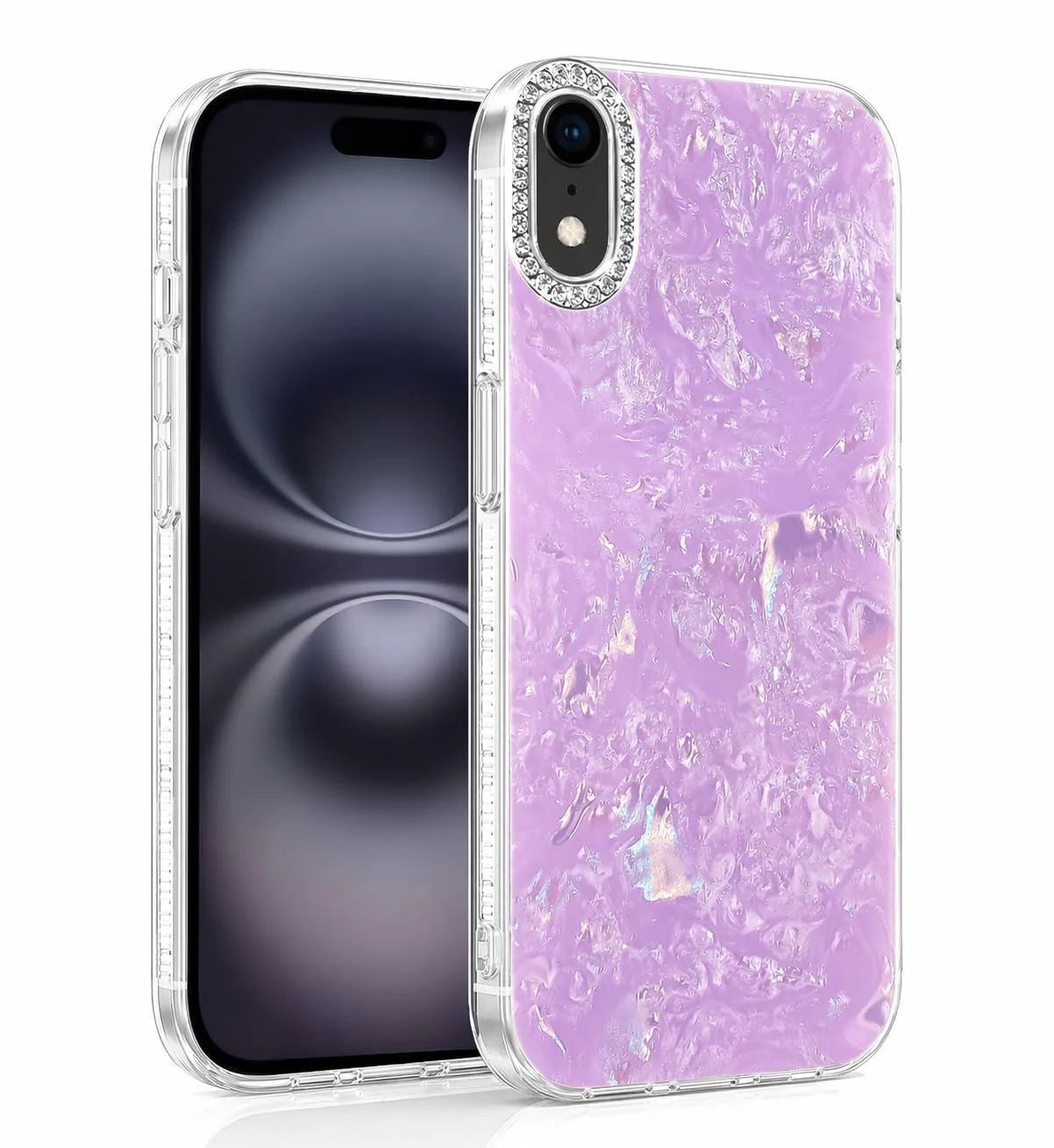 DL3 Mobilak Glitter Rhinestone Protective Case for iPhone XR with Shockproof Design - Purple
