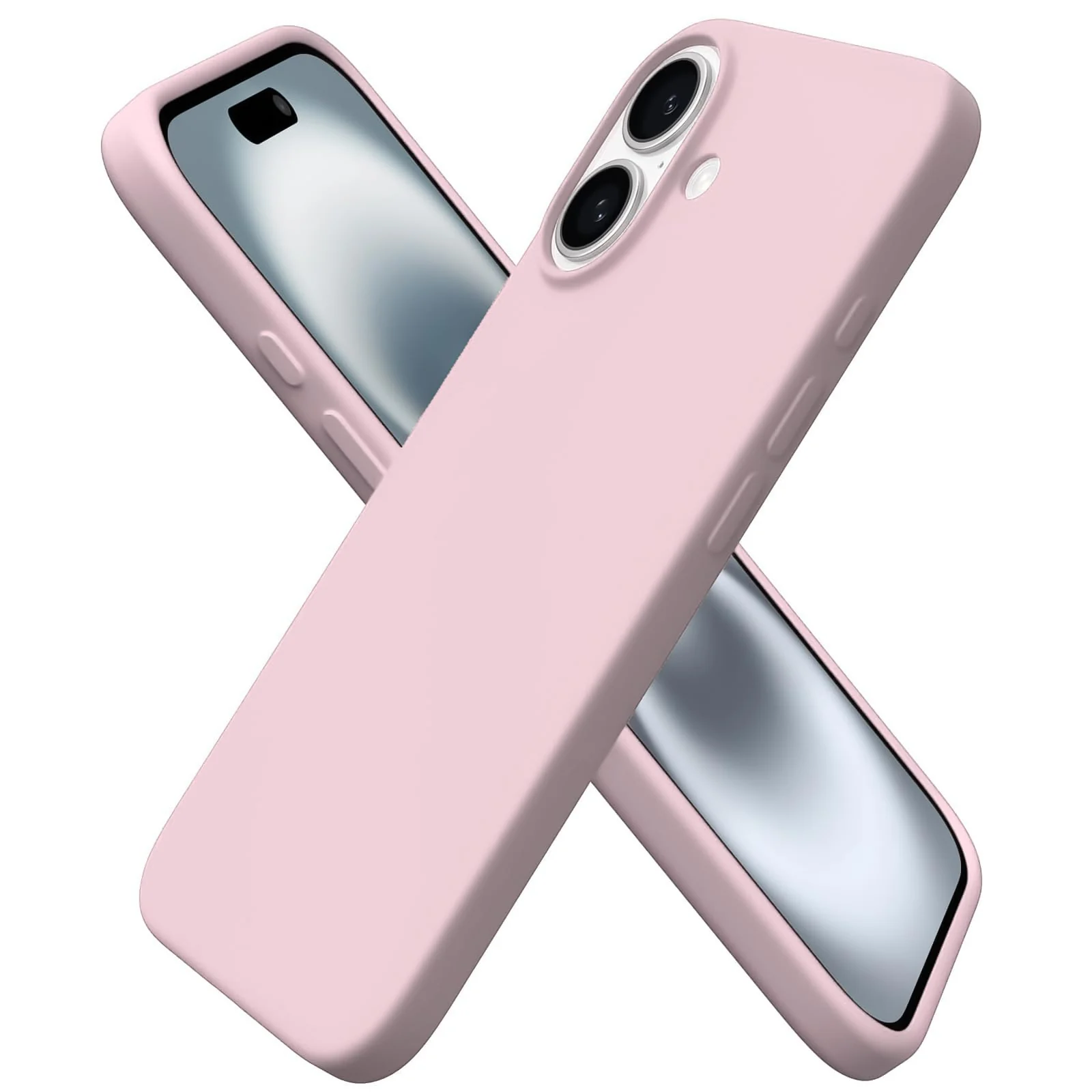 DL3 Mobilak Liquid Silicone Protective Case with Soft Microfiber Lining for iPhone 16 - Chalk Pink