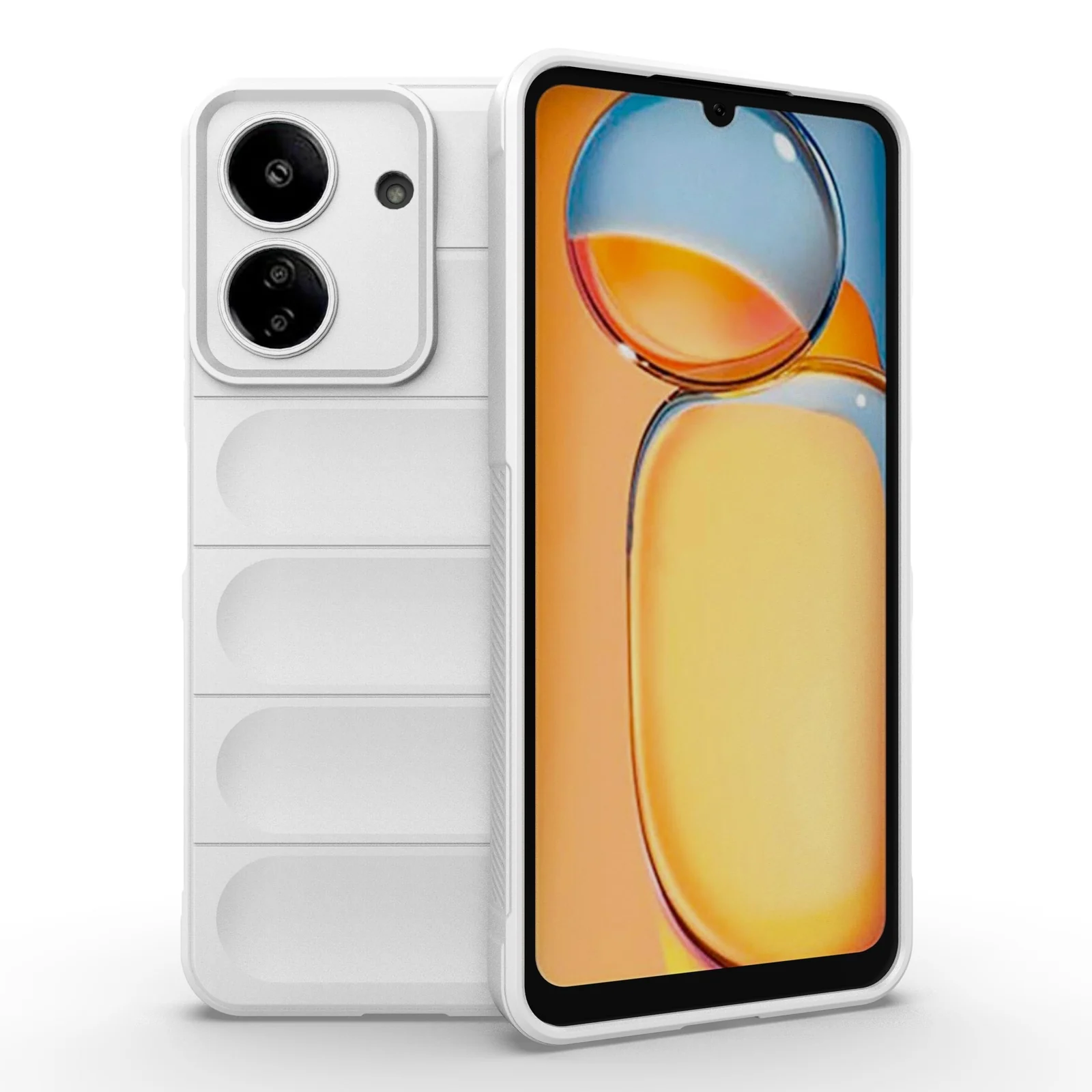 DL3 Mobilak Soft Silicone Protective Case for Xiaomi Redmi 13C 4G with Camera Protection and Shockproof Design - White