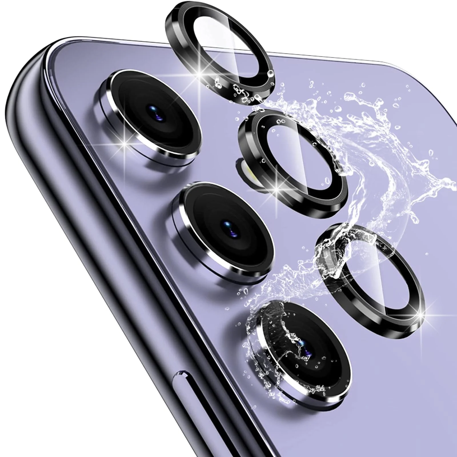 DL3 Mobilak Camera Lens Protector For Samsung Galaxy A14 / Galaxy A24 / Galaxy A34 Camera Lens Film Metal Ring Ultra HD, 9H Hardness, Scratch Resistance Camera Lens Protective Film