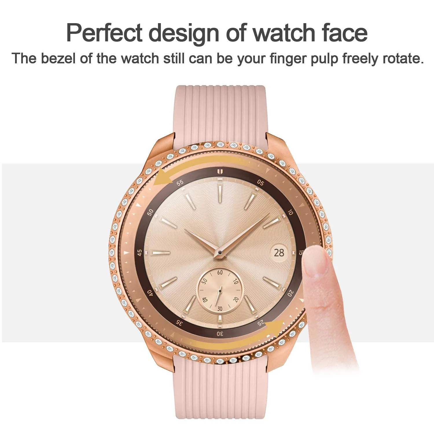 DL3 Mobilak Glitter Rhinestone Protective Case for Samsung Galaxy Watch 46mm / Samsung Watch Gear S3 Front - Pink