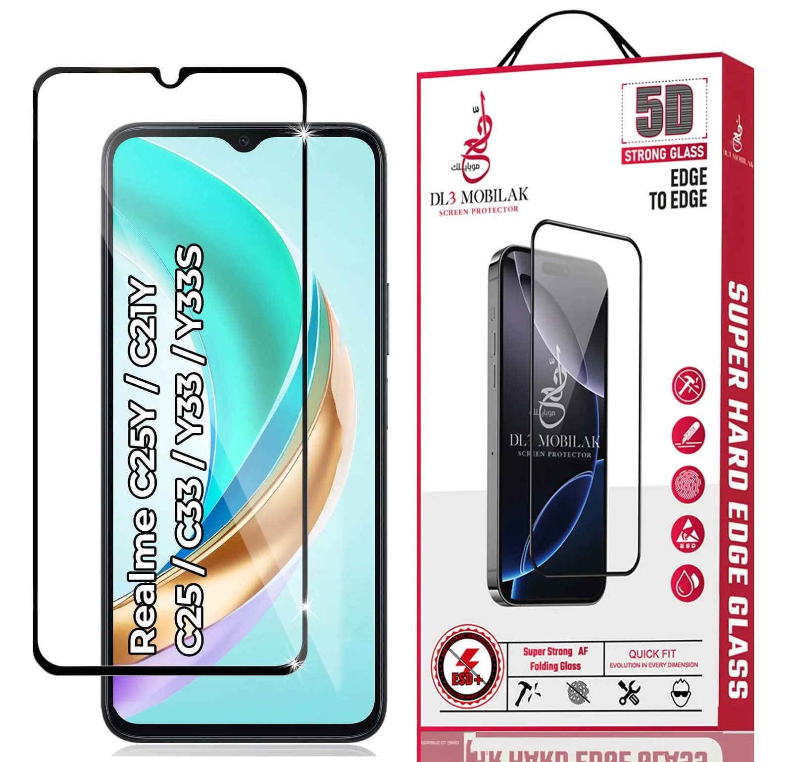 DL3 Mobilak for realme C25Y / C21Y / C25 / C33 / Y33 / Y33S Tempered Glass Screen Protector, 9H Hardness Anti-Scratch Tempered Glass flim, Case Friendly, Anti-Scratch - Clear