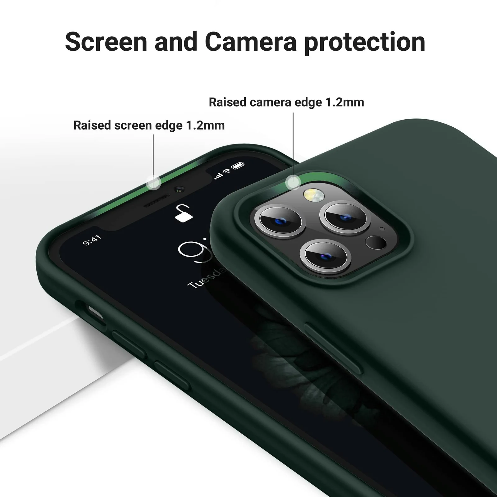 DL3 Mobilak Liquid Silicone Protective Case for iPhone 15 Pro Max with Camera Protection and Microfiber Lining - Oil Green