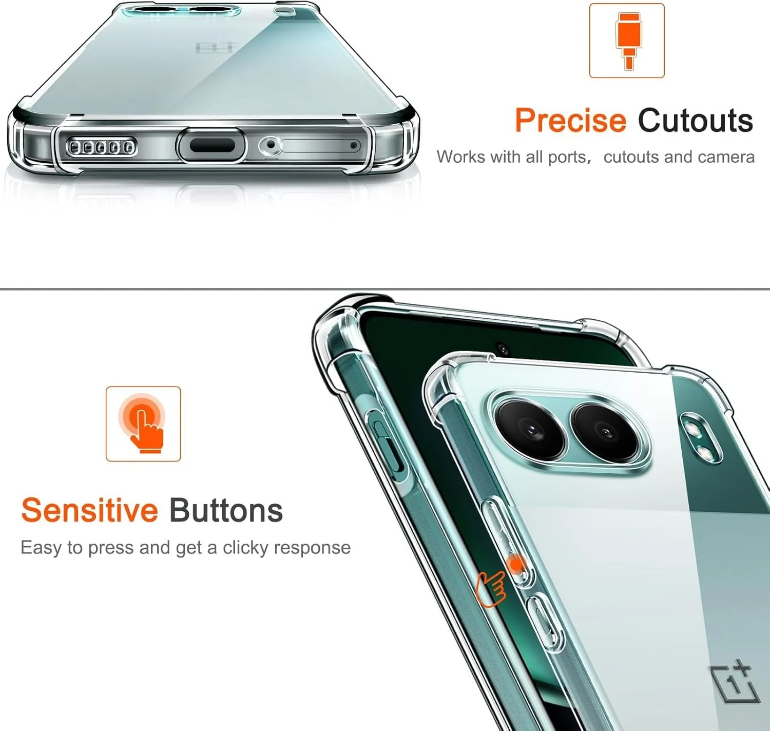 DL3 Mobilak Case Compatible with OnePlus Nord 4 5G, Cover Silicone TPU Gorilla Anti-shock Protector Camera Shockproof Corners - Clear
