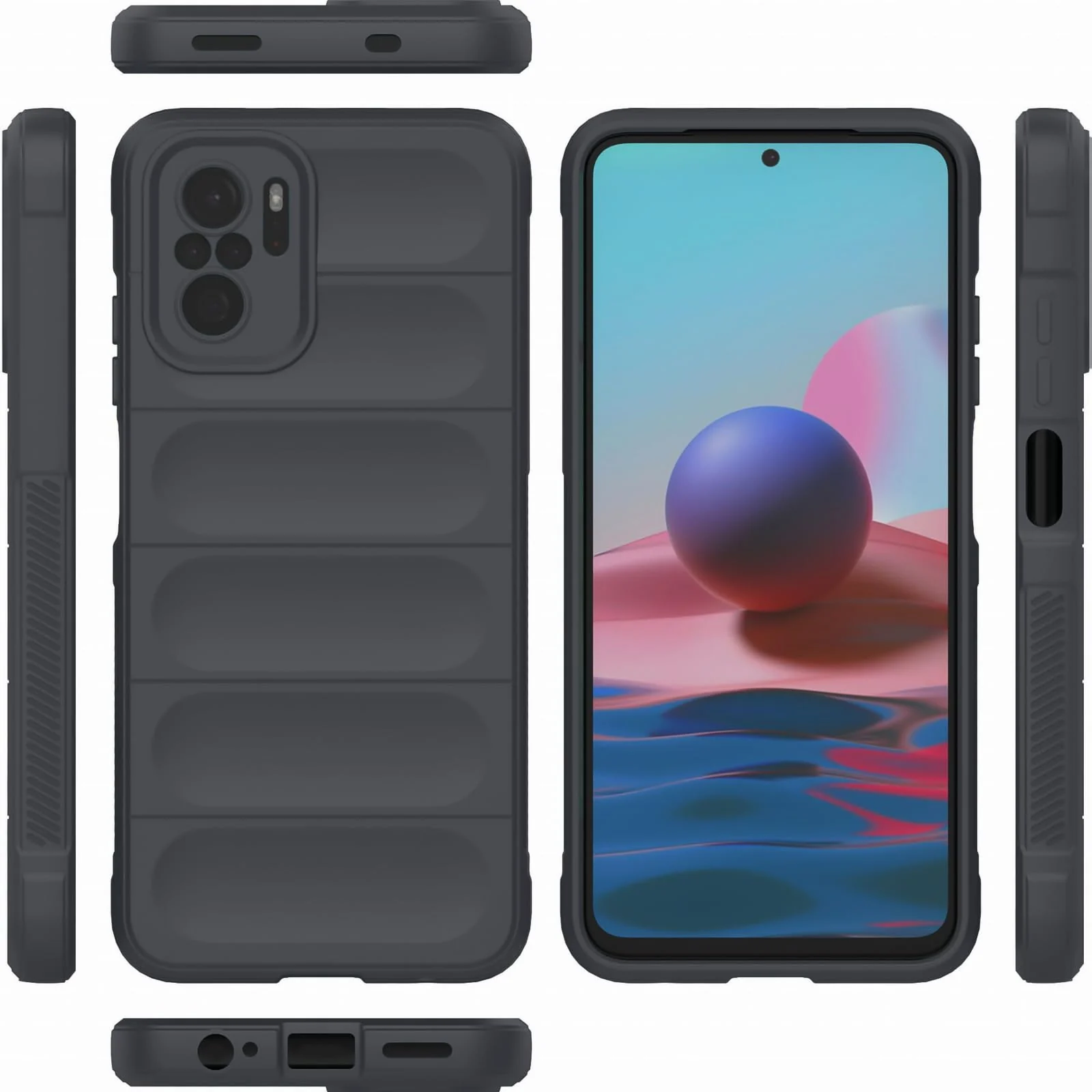 DL3 Mobilak Flexible Silicone and TPU Protective Case with Camera Protection for Xiaomi Redmi Note 10 4G / Note 10S - Dark Gray