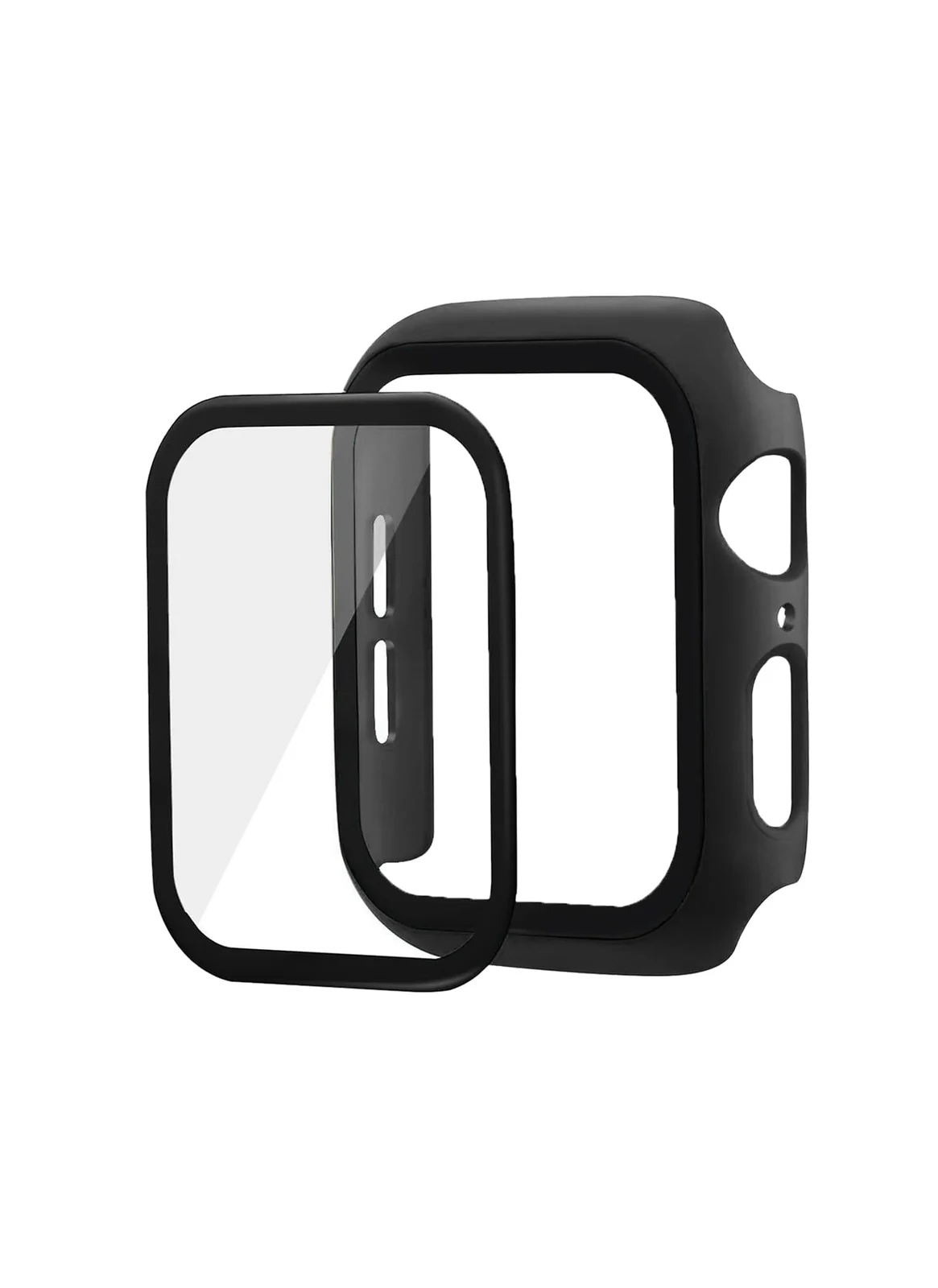 DL3 Mobilak Band with Case Compatible with Apple Watch 45mm, Adjustable Silicone Sport Wristband Replacement, Strap With Cover Built-in Glass Screen Protector for iWatch Series 9 8 7 - Black