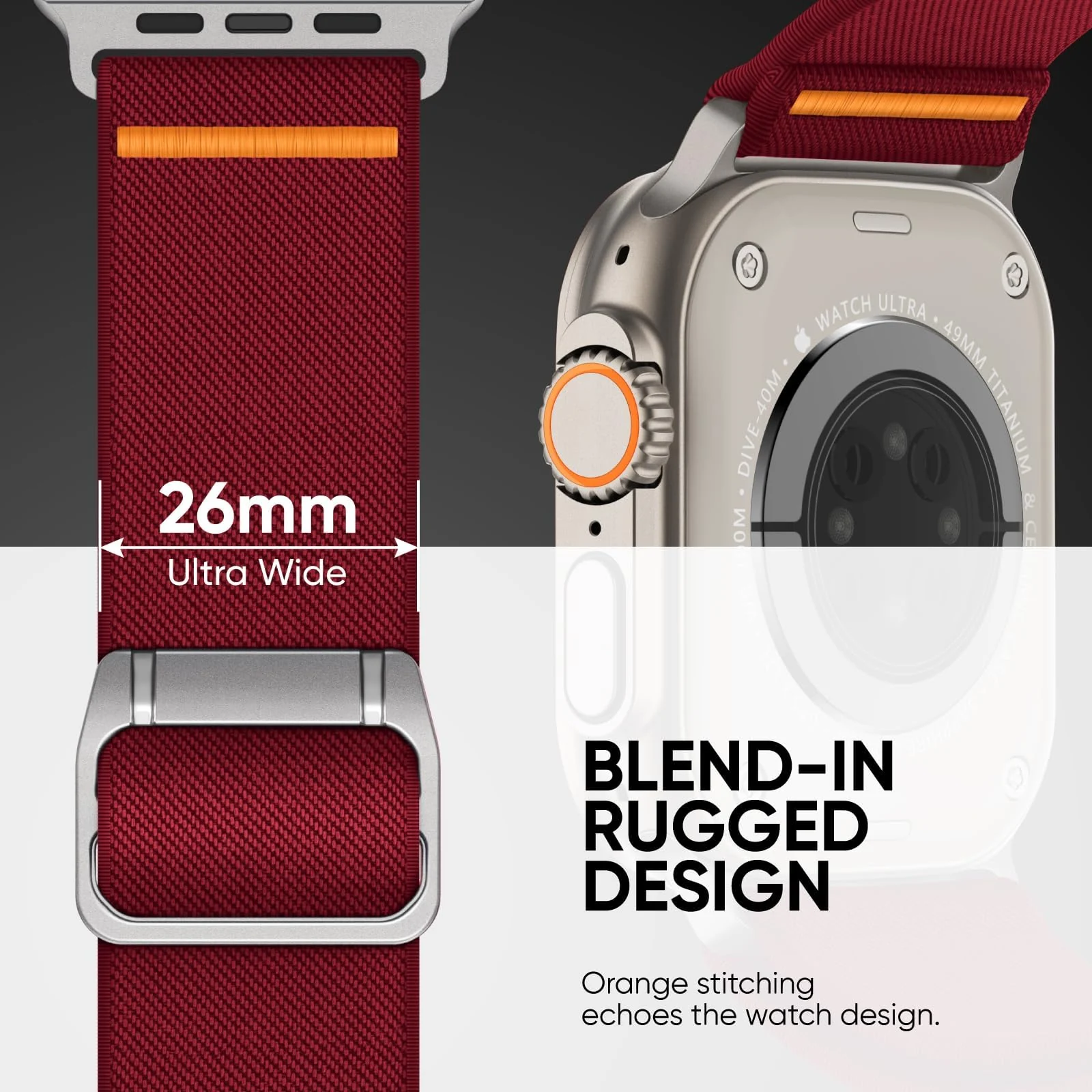 DL3 Mobilak Strap Compatible with Apple Watch Ultra/Ultra 2 Strap 49mm 46mm 45mm 44mm 42mm, Nylon Sport Band for iWatch Ultra SE Series 10 9 8 7 6 5 4 3 2 1, Men - Rose Red