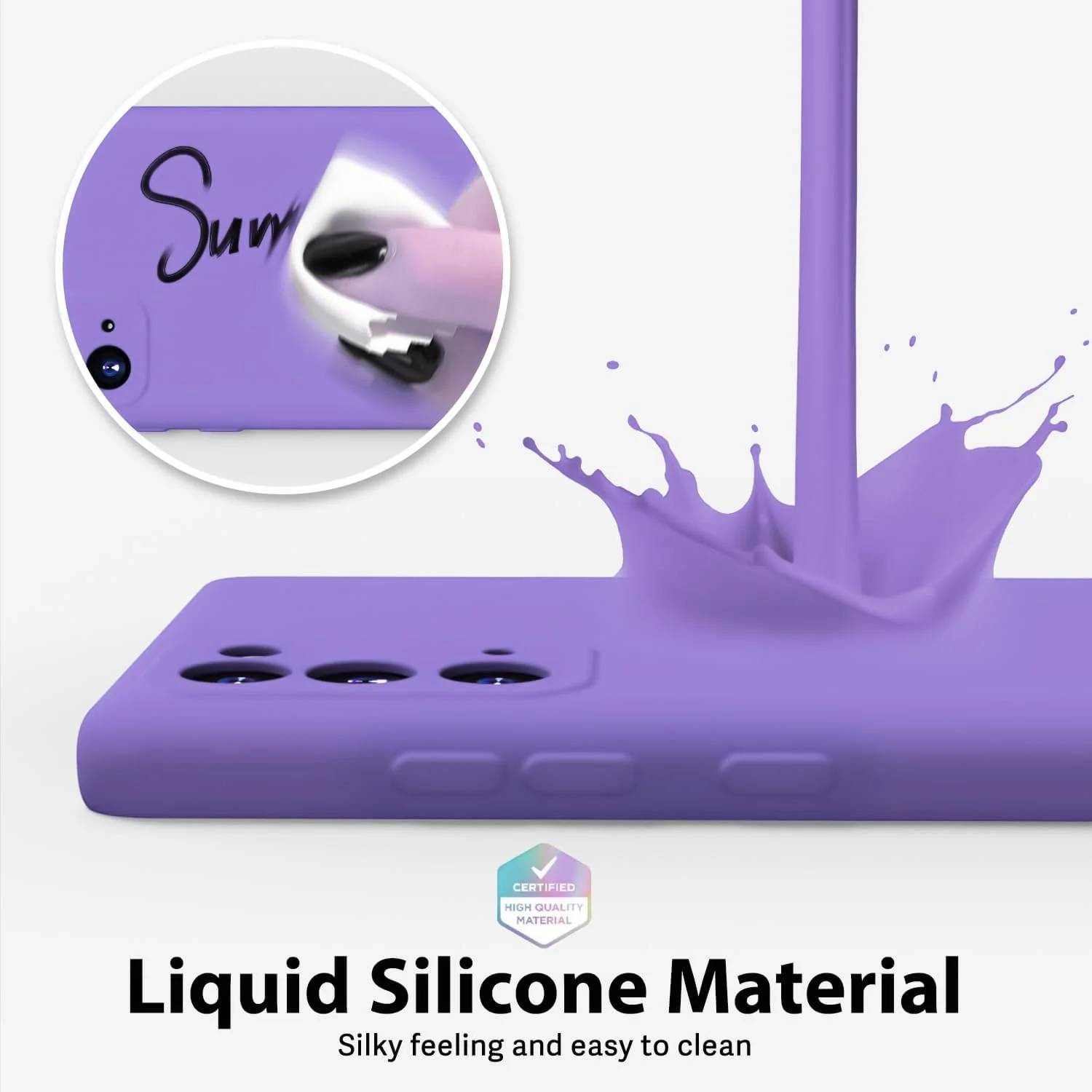 "DL3 Mobilak Liquid Silicone Protective Case for Samsung Galaxy Note 20 5G (6.7"") with Microfiber Lining and Shockproof Design - Light Purple"
