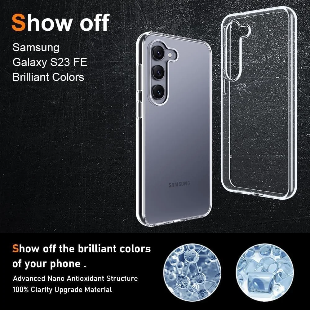 DL3 Mobilak Case Compatible with Samsung Galaxy S23 FE 5G Case Crystal Soft TPU Gel Case Flexible Silicone Anti-Scratch Camera Protection TPU Cover - Clear